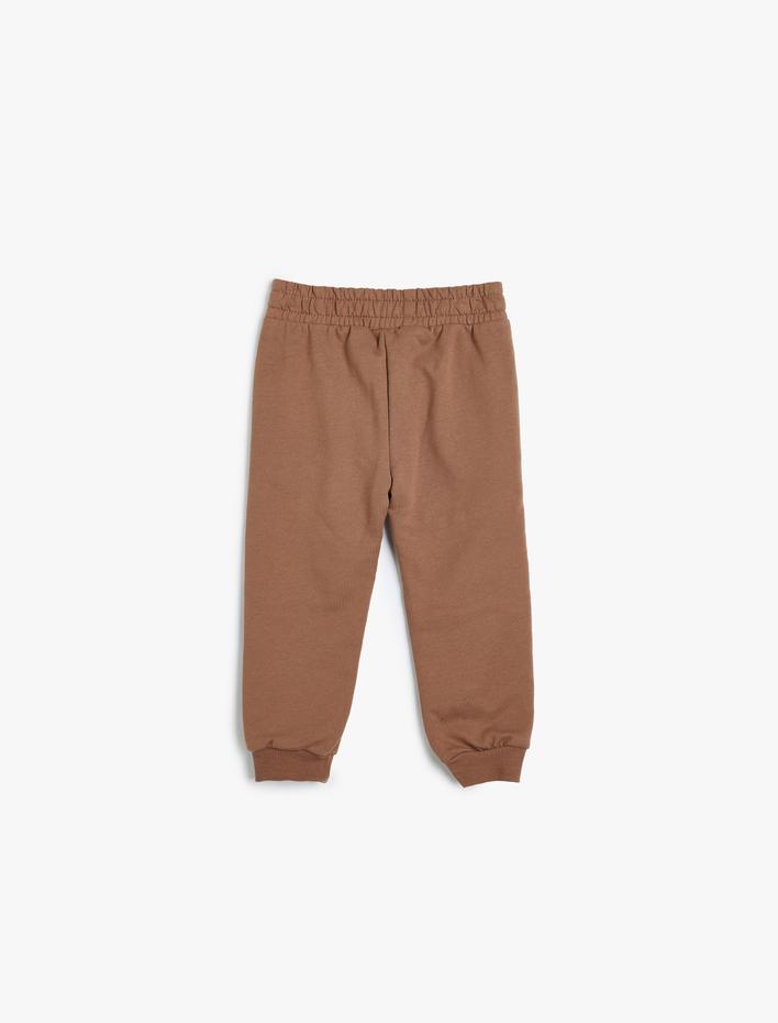 Erkek Bebek Pamuklu Beli Bağlamalı Cep Detaylı Şardonlu Eşofman Altı