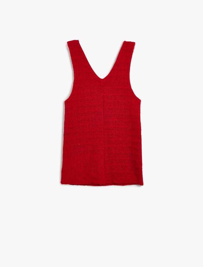 Kız Çocuk Jile Tüvit Elbise Cep Detaylı Kalın Askılı