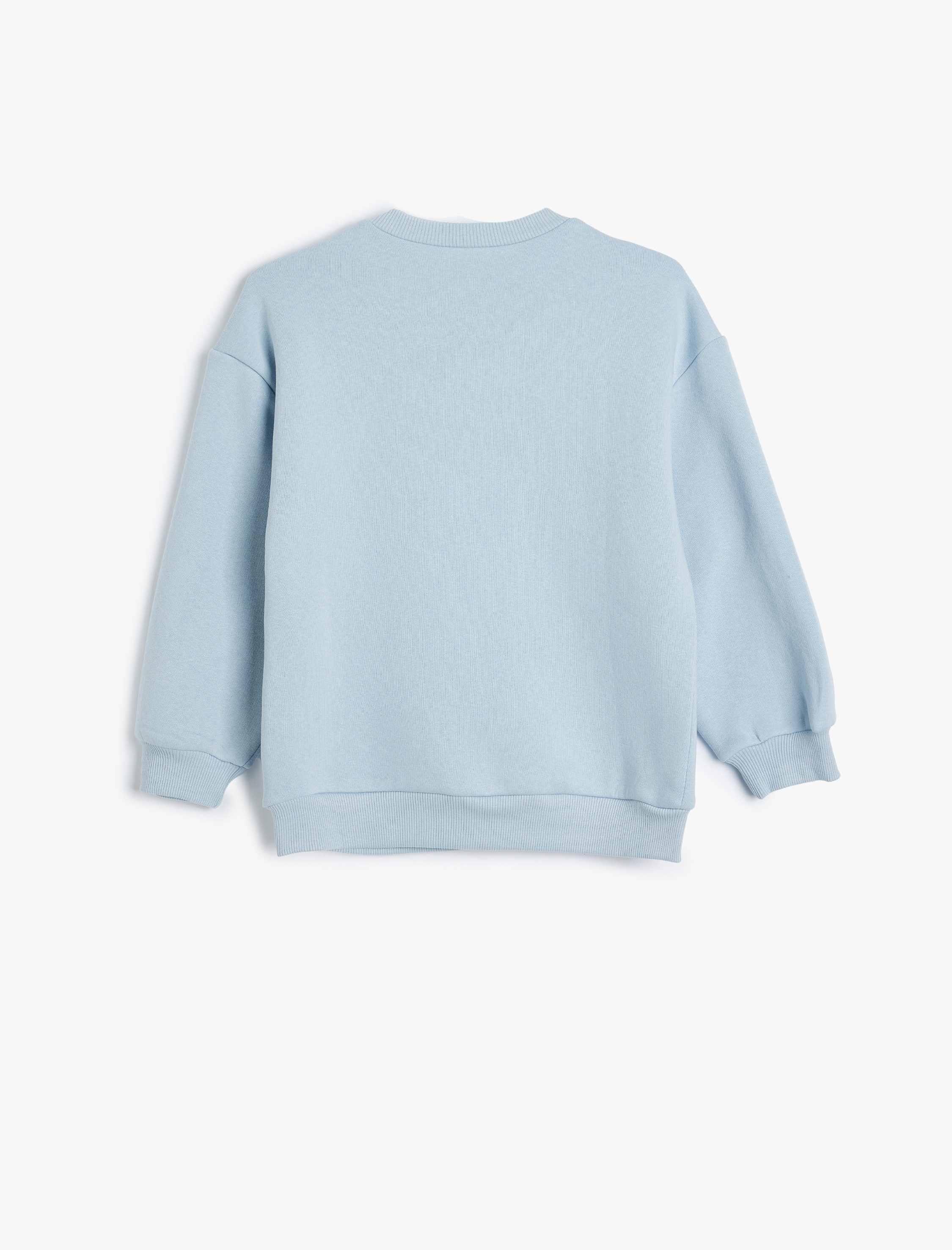  Kız Çocuk Sweatshirt Çiçek Baskılı Uzun Kollu Bisiklet Yaka Şardonlu