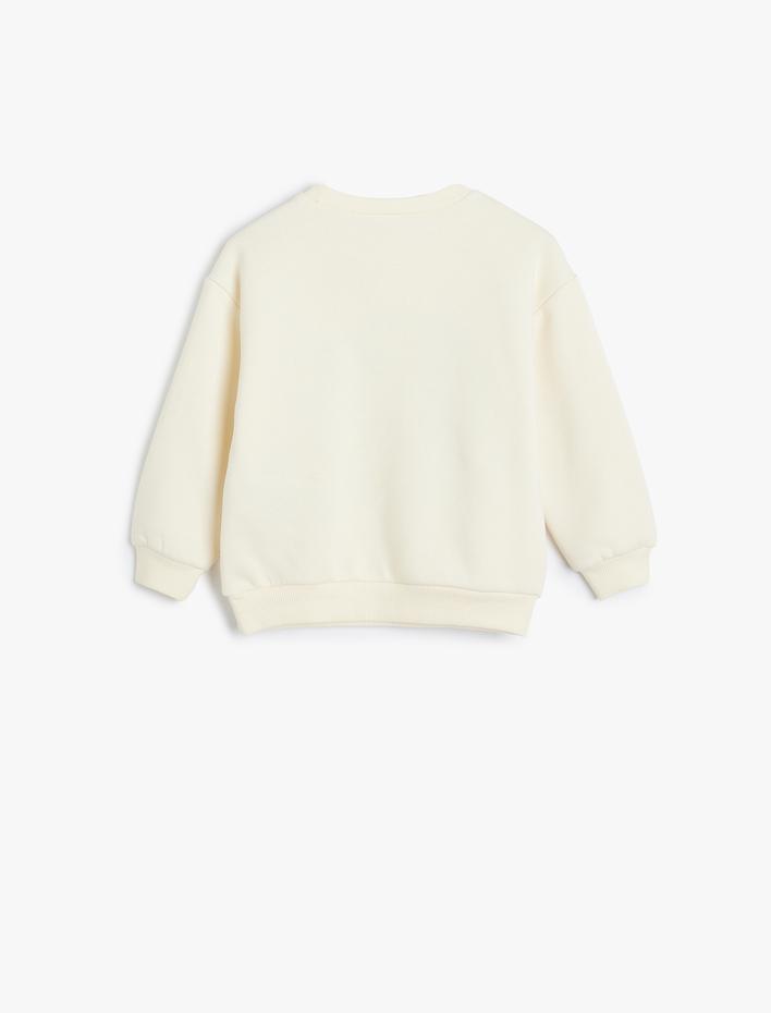 Erkek Bebek Sweatshirt Bisiklet Yaka Uzun Kollu Kamp Baskı Detaylı Şardonlu