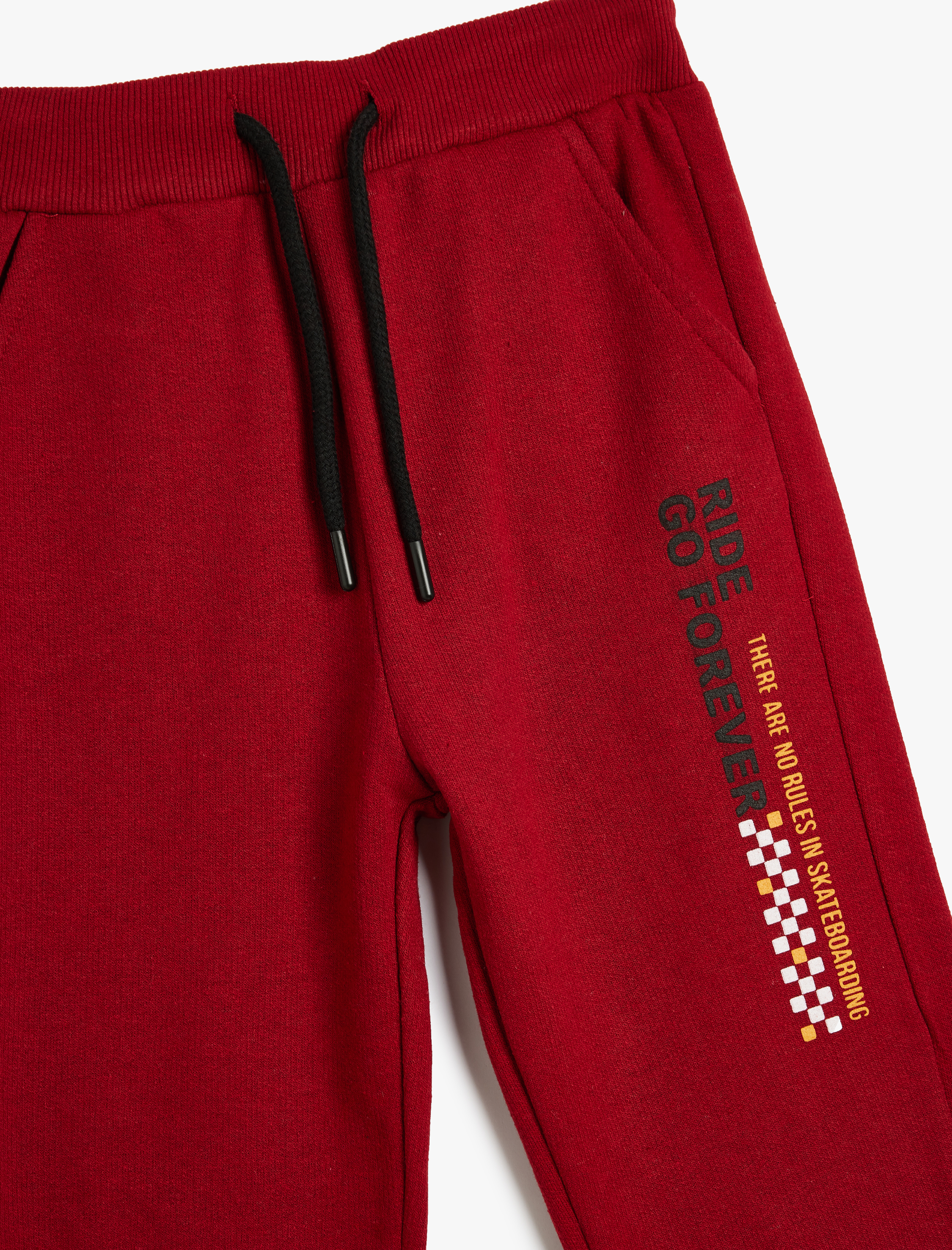  Erkek Çocuk Jogger Eşofman Altı Slogan Baskılı Cepli Beli Bağlamalı Şardonlu