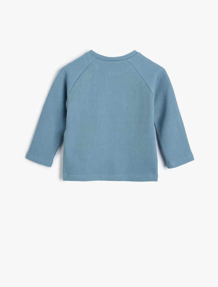 Erkek Bebek Triko Kazak Düğme Detaylı Yuvarlak Yaka Uzun Kollu