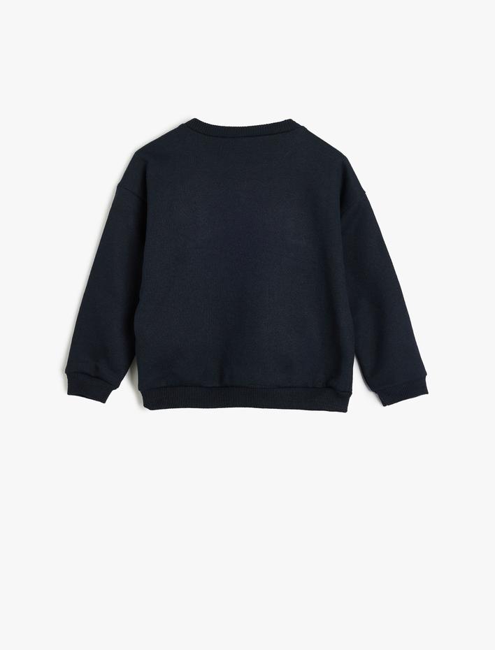 Erkek Bebek Basketbol Baskılı Bisiklet Yaka Uzun Kollu Pamuklu Şardonlu Sweatshirt