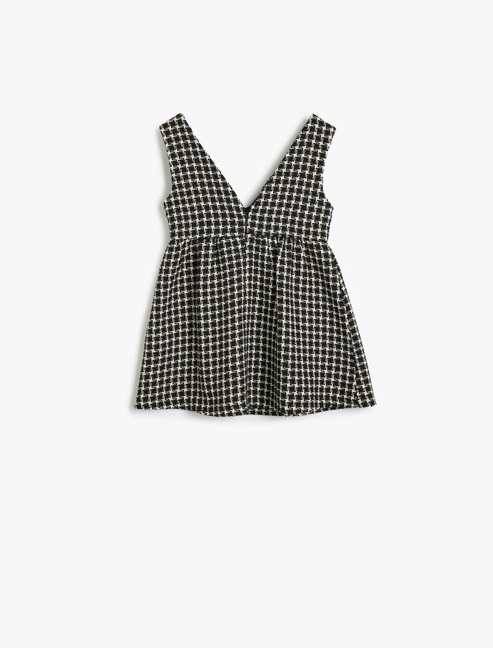 Kız Bebek Tüvit Elbise V Yaka Fiyonk Detaylı