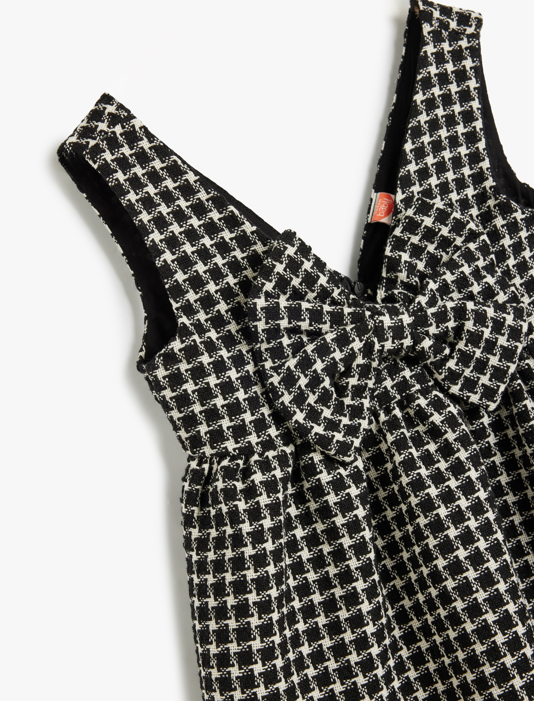 Kız Bebek Tüvit Elbise V Yaka Fiyonk Detaylı