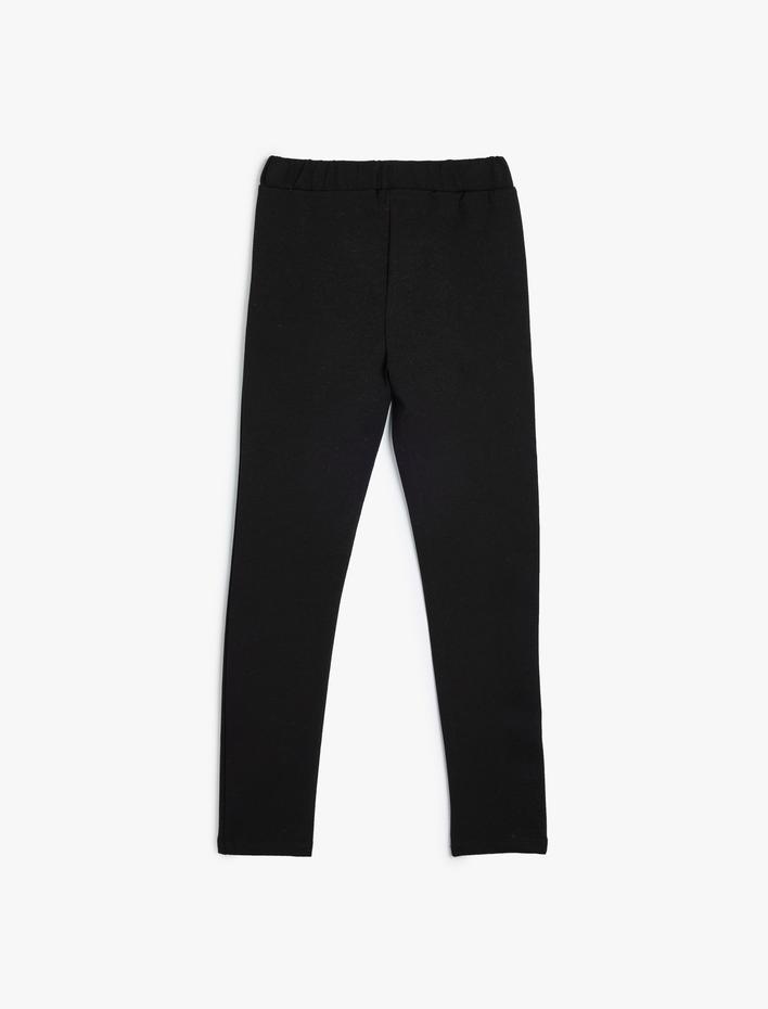 Kız Çocuk Basic Tayt Beli Lastikli Kumaş Detaylı