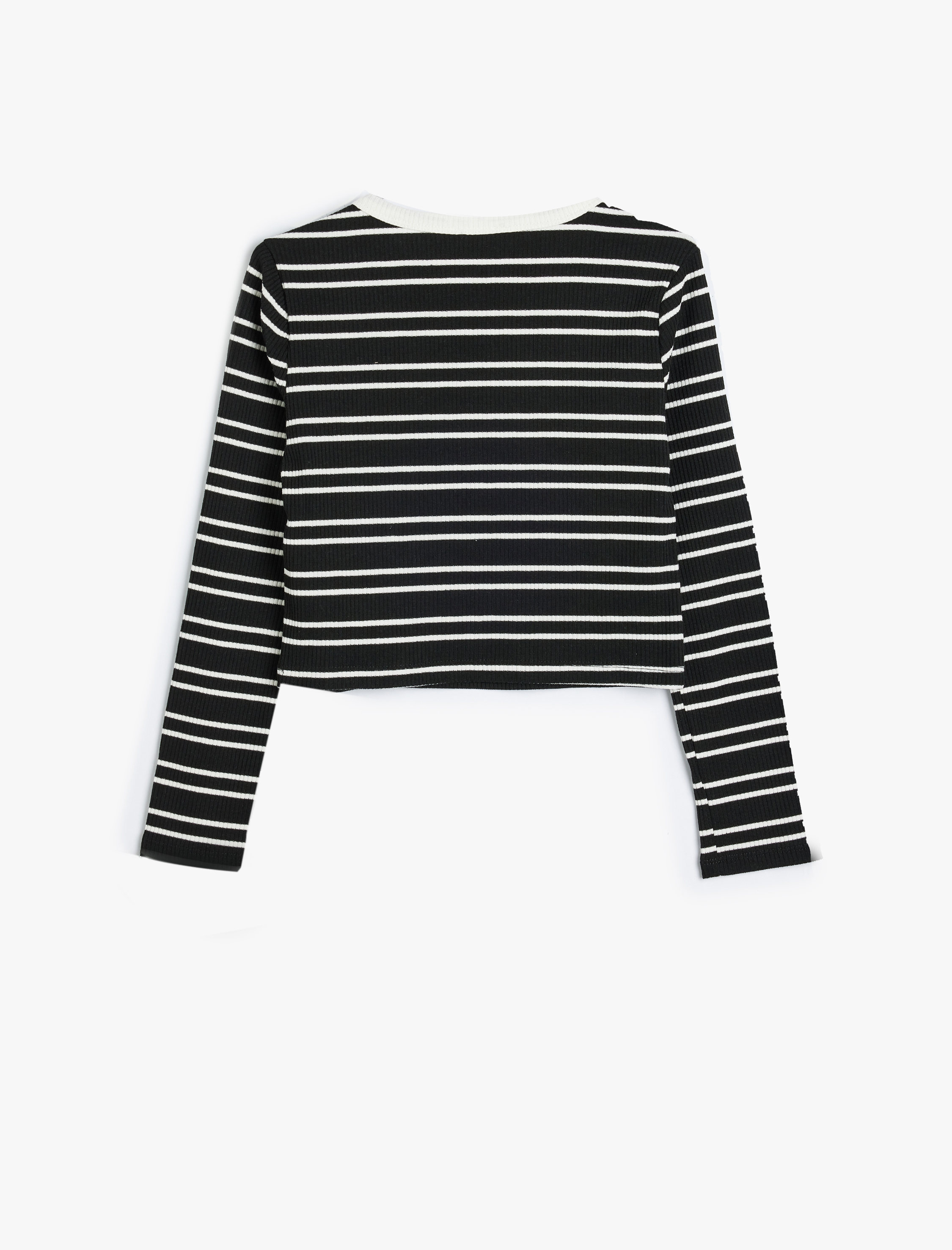  Kız Çocuk Bluz Uzun Kollu Bisiklet Yaka Kalp Pencere Detaylı Kaşkorse