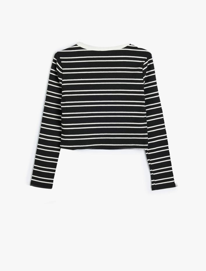 Kız Çocuk Bluz Uzun Kollu Bisiklet Yaka Kalp Pencere Detaylı Kaşkorse