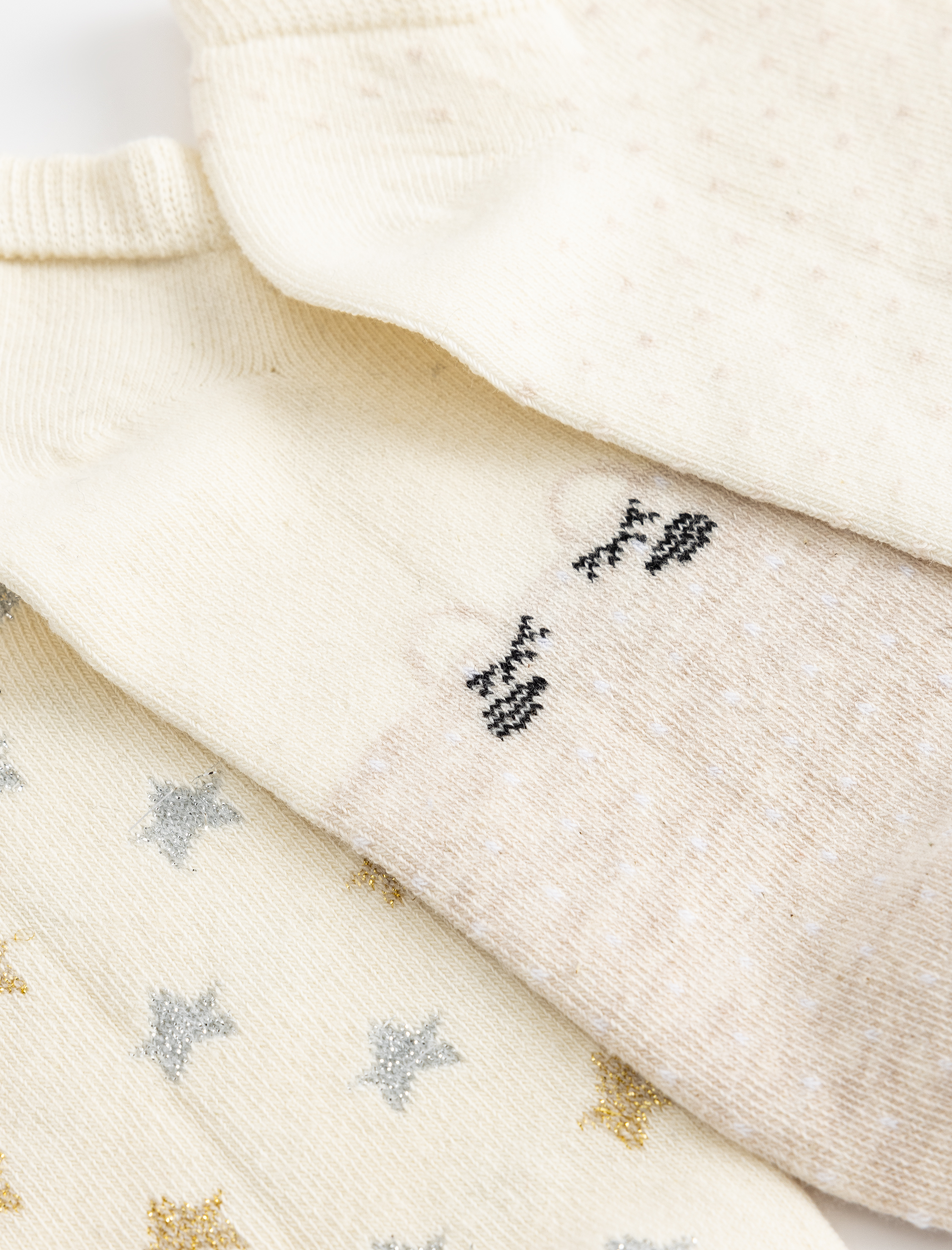 Kadın 3'lü Patik Çorap Seti Çok Renkli Yıldız Desenli