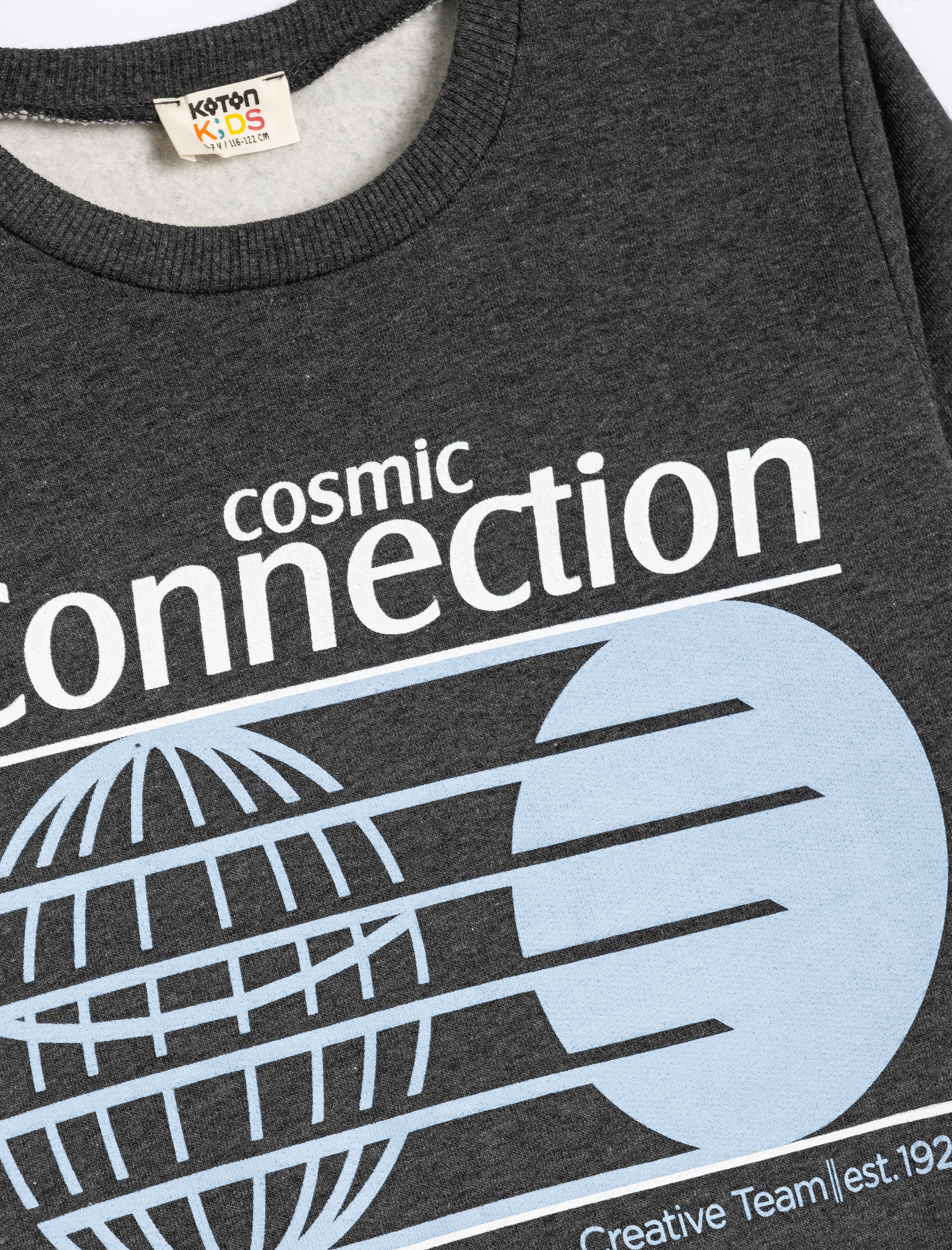  Erkek Çocuk Slogan Baskılı Uzun Kollu Bisiklet Yaka Şardonlu Sweatshirt