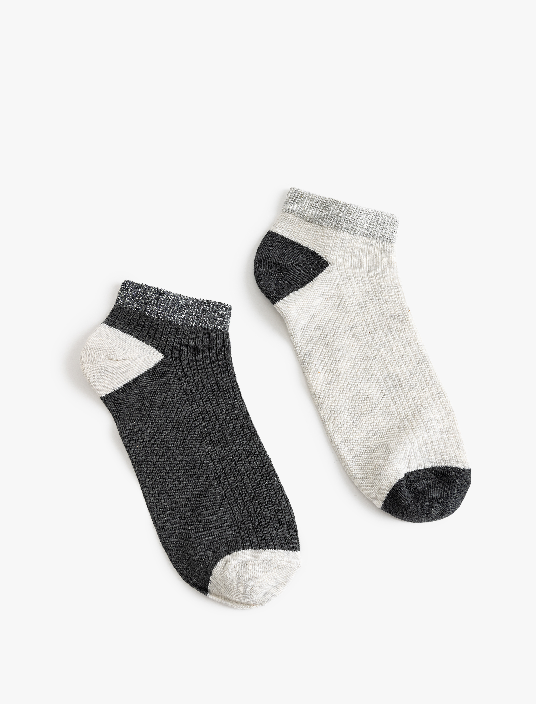  Kadın 2'li Patik Çorap Seti Metalik Detaylı Çok Renkli