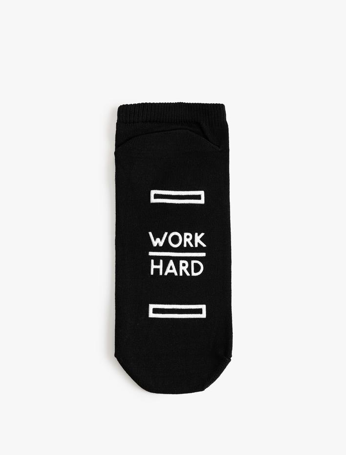 Kadın Spor Çorap Slogan Desenli