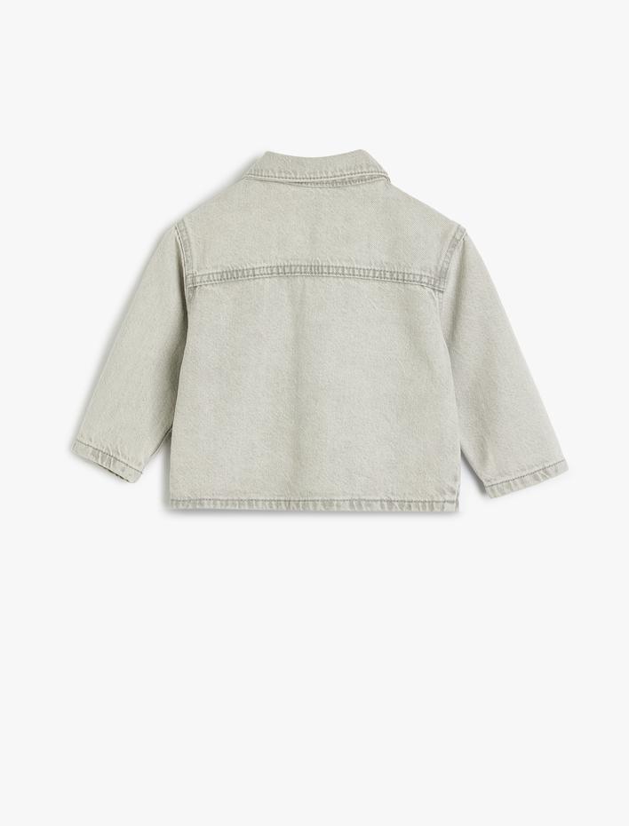 Erkek Bebek Kot Ceket Uzun Kollu Cep Detaylı Pamuklu