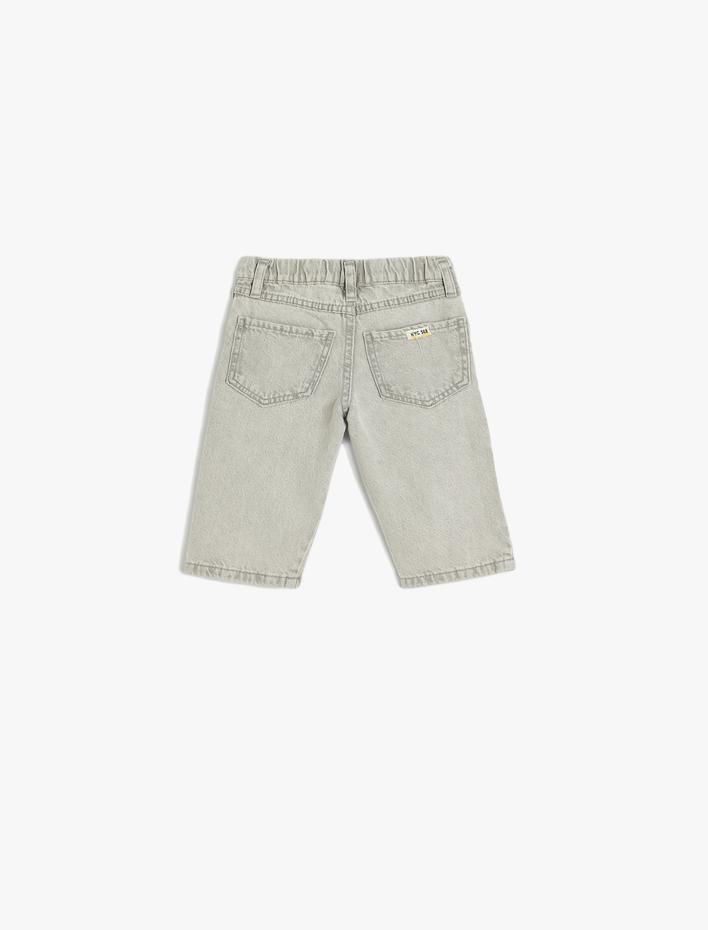 Erkek Bebek Kot Şort Cepli Pamuklu