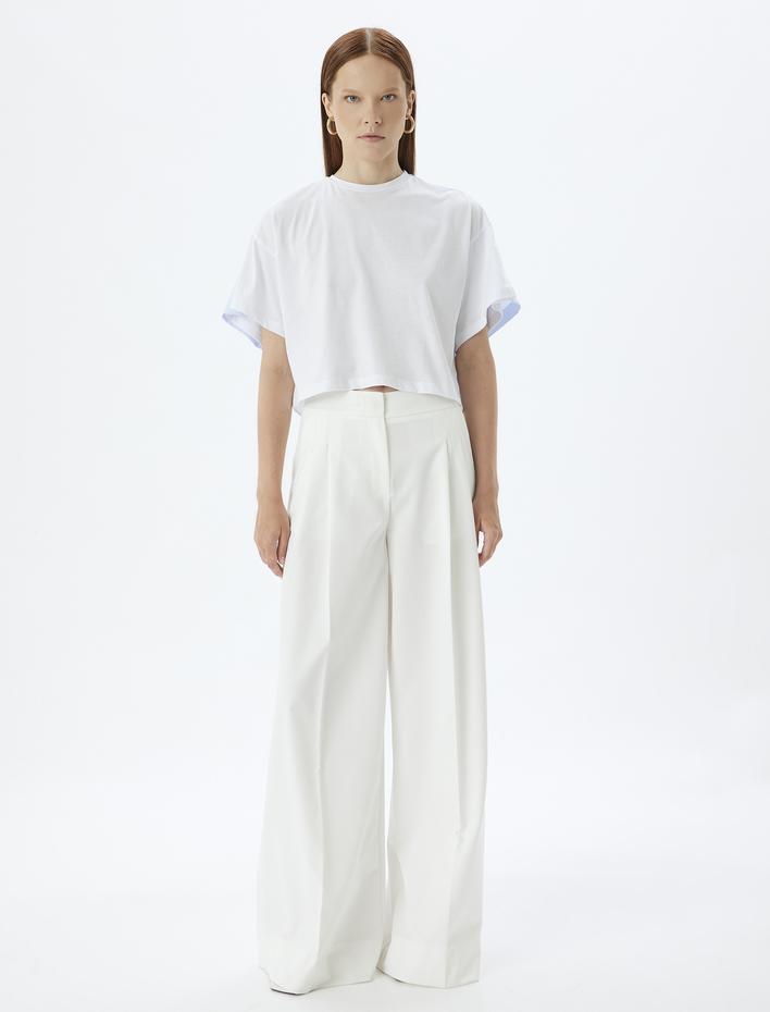  Koton X Sima Tarkan - Çizgili Tişört İki Farklı Kumaş Kullanımlı Pamuklu