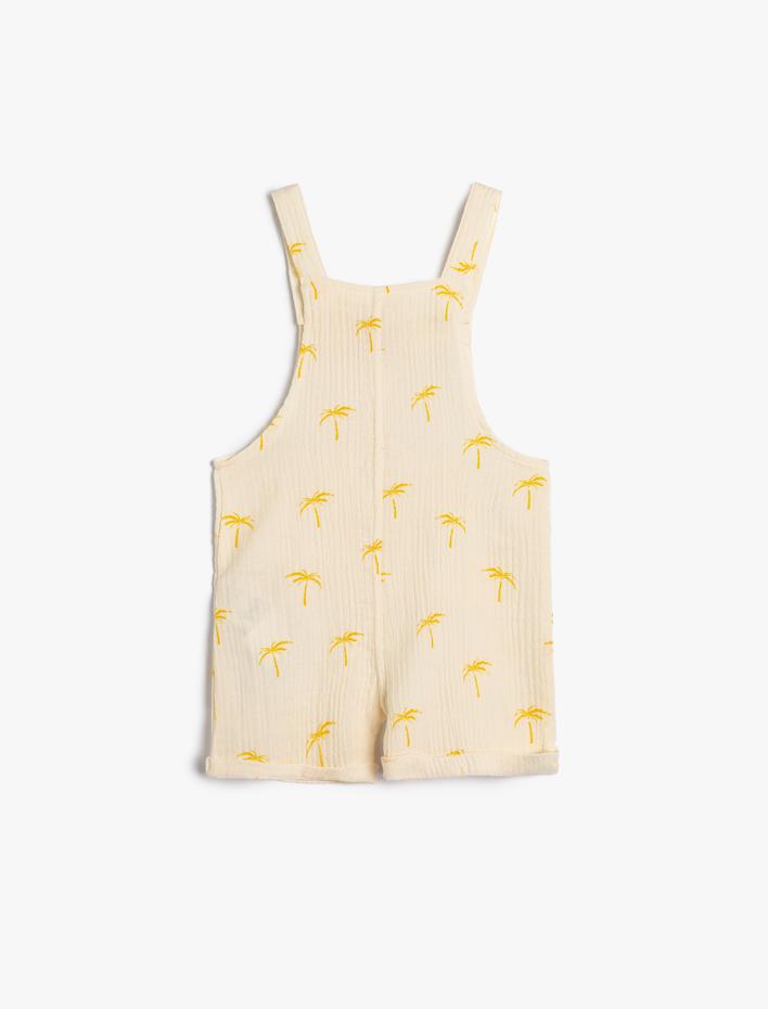 Erkek Bebek Kısa Tulum Askılı Kanguru Cepli Pamuklu