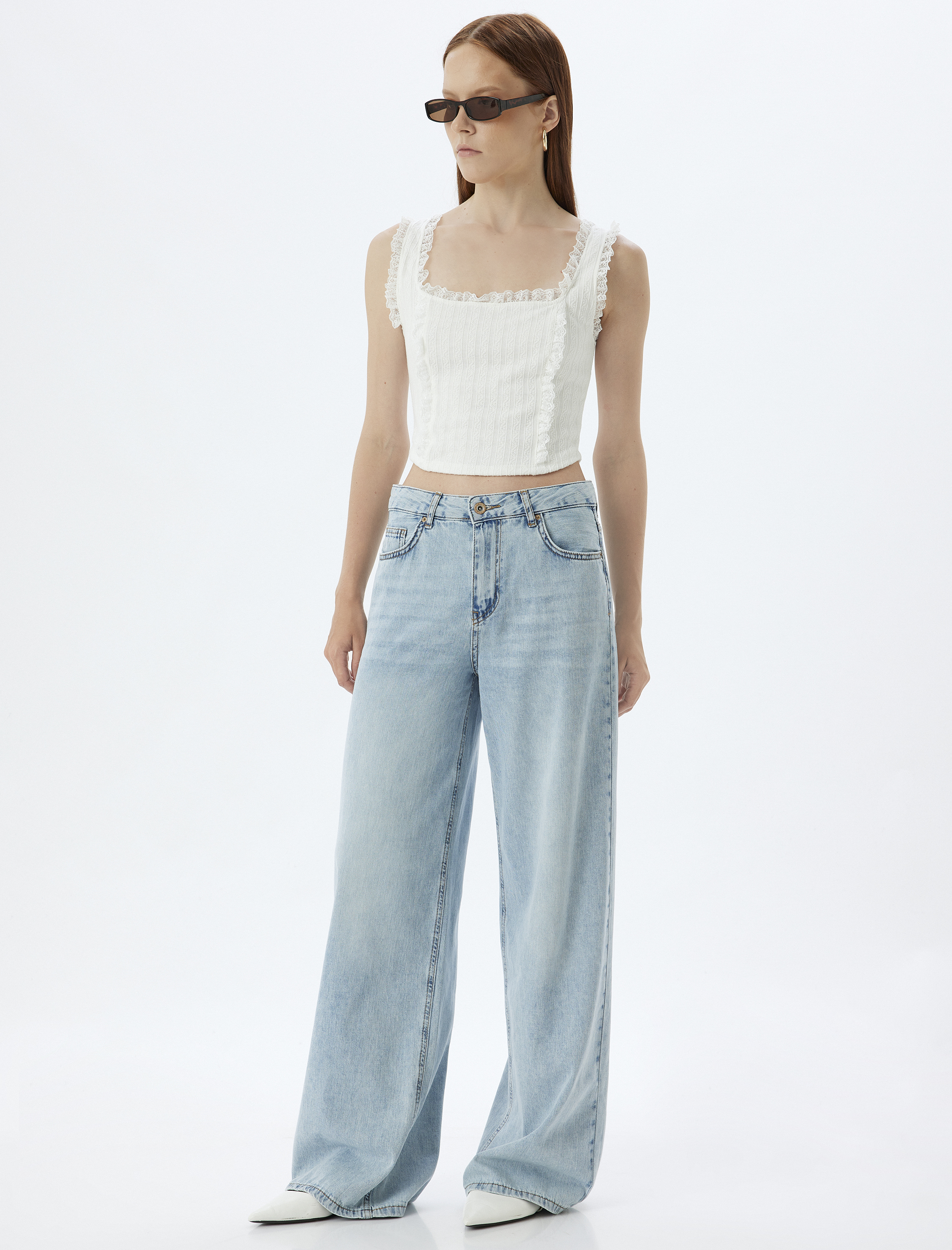   Dantelli Askılı Atlet Fırfırlı Pamuklu Slim Fit