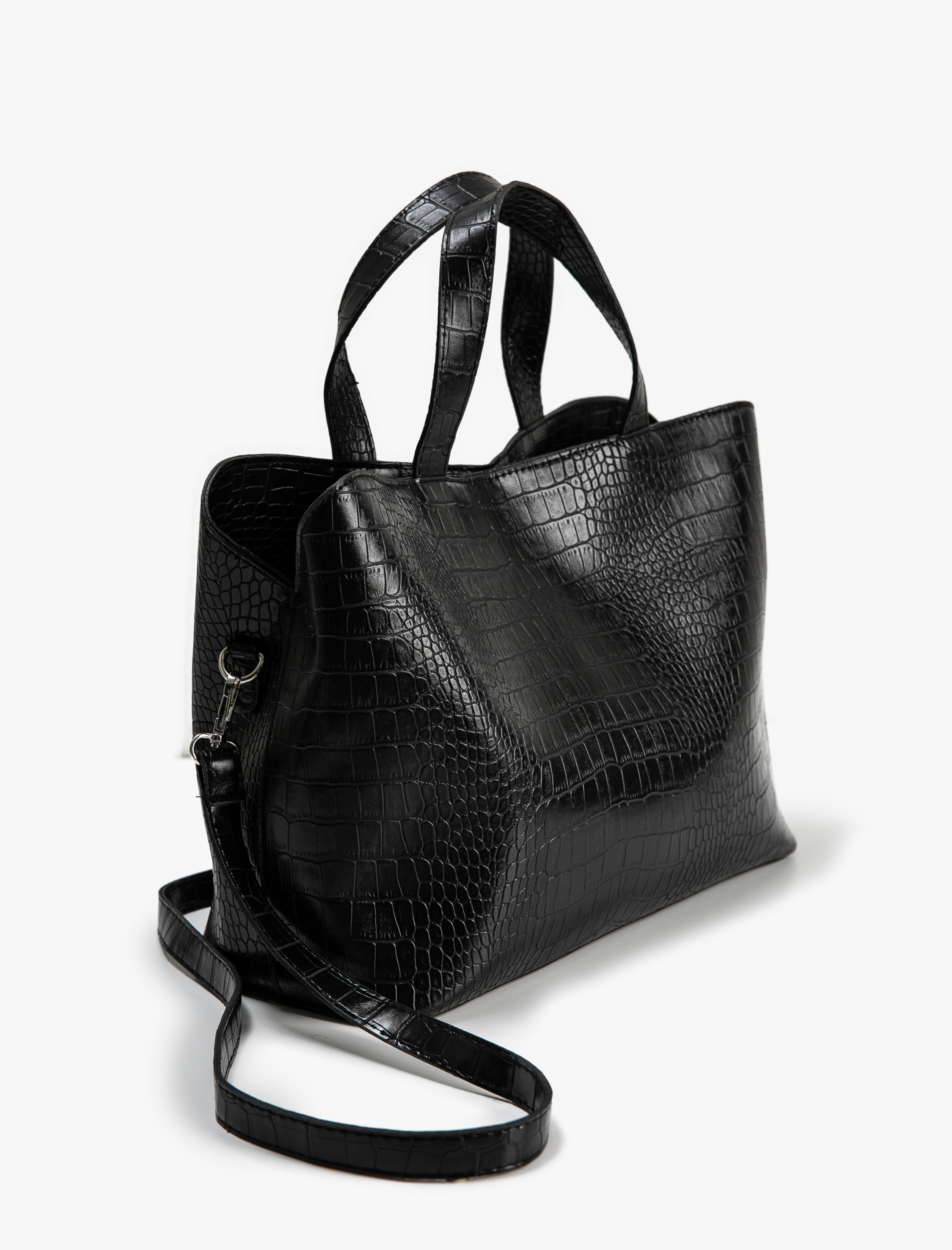  Kadın Portföy Çanta Kroko Suni Deri Saplı Çıkarılabilir Askı Detaylı