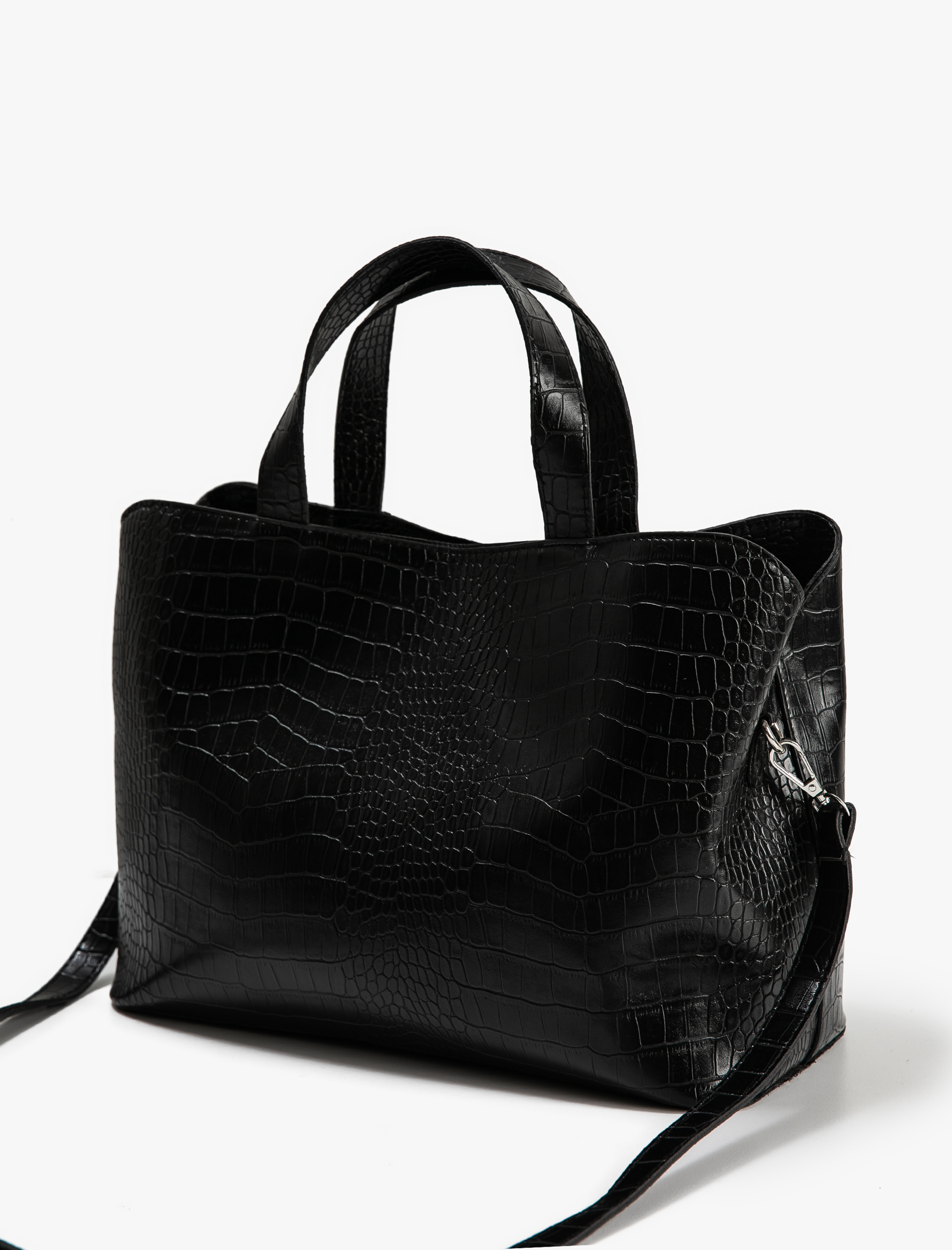  Kadın Portföy Çanta Kroko Suni Deri Saplı Çıkarılabilir Askı Detaylı