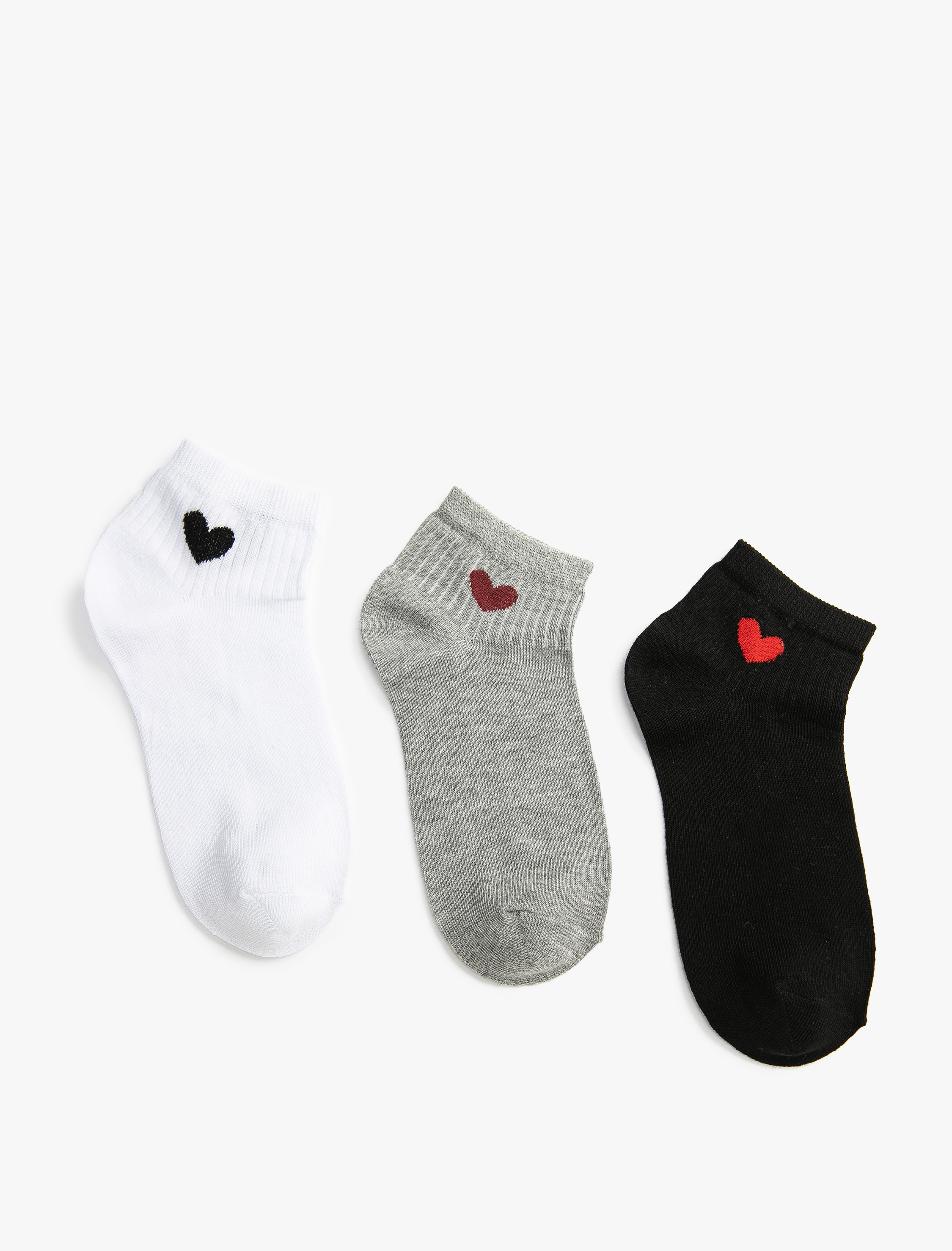  Kadın Kalpli 3'lü Patik Çorap Seti