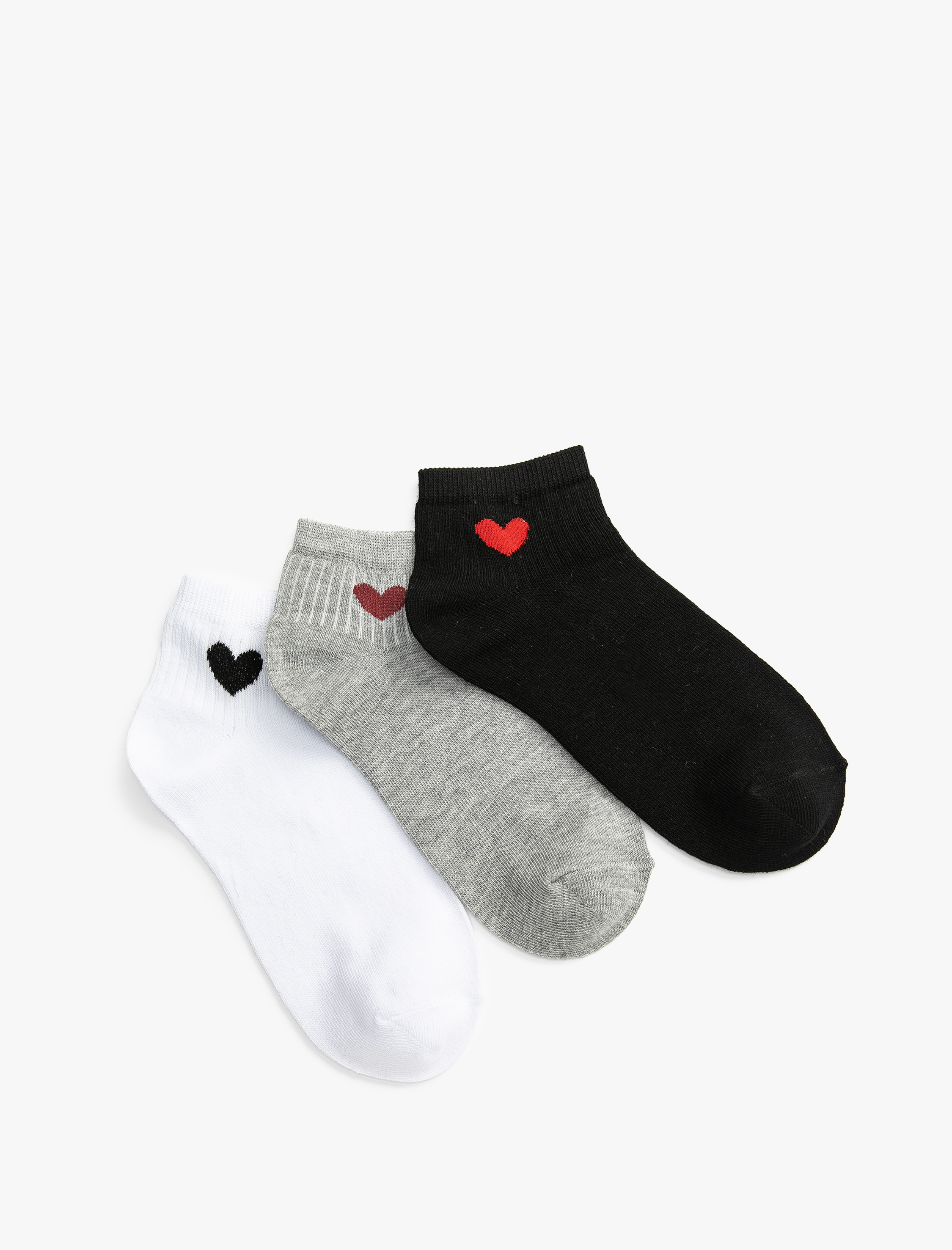  Kadın Kalpli 3'lü Patik Çorap Seti