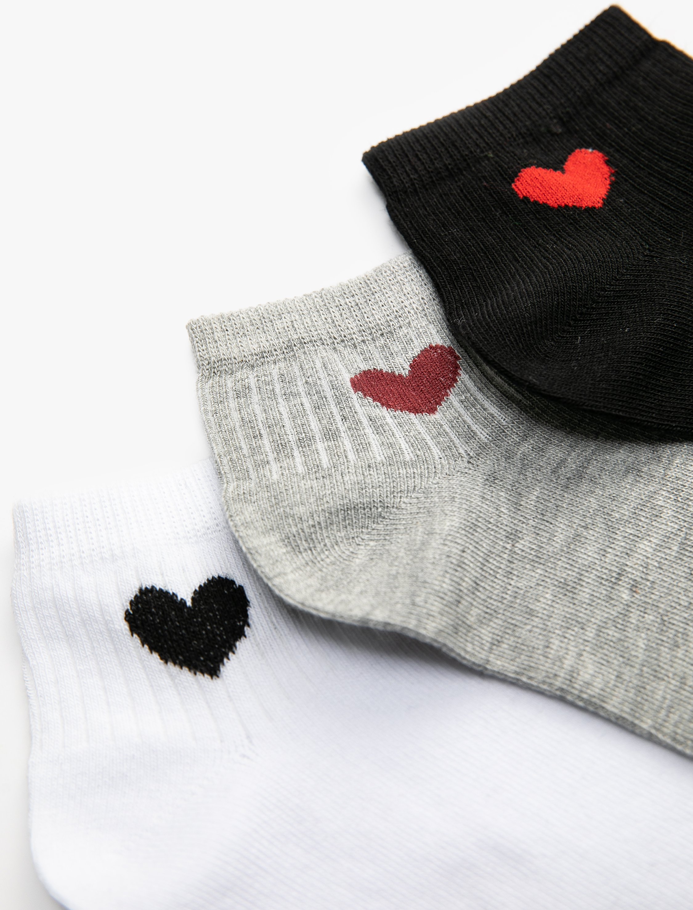  Kadın Kalpli 3'lü Patik Çorap Seti