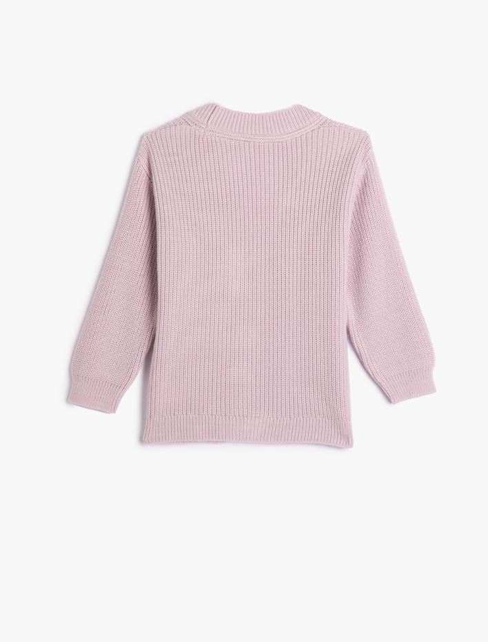 Kız Çocuk Hırka Triko Basic V Yaka Düğmeli Düşük Omuz