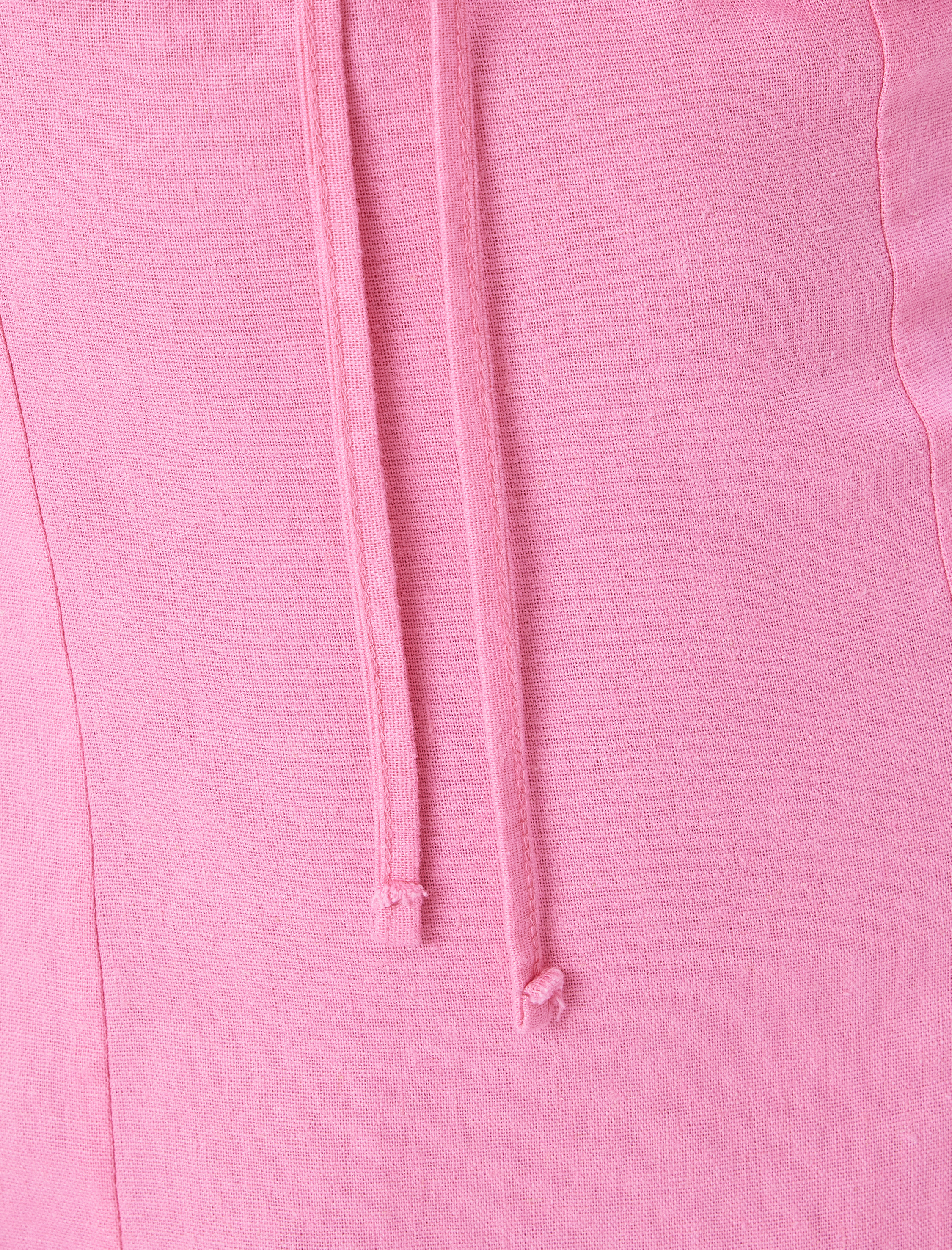   Uzun Elbise Keten Karışımlı Askılı Yırtmaçlı Önü Bağlamalı