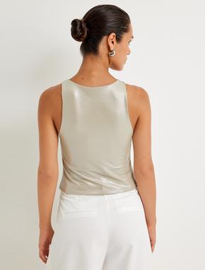 Koton X Sima Tarkan - Parlak Halter Yaka Crop Üst Kolsuz Yuvarlak Yaka Slim Fit_3