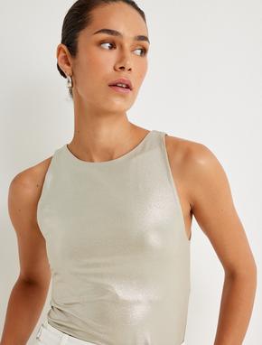 Koton X Sima Tarkan - Parlak Halter Yaka Crop Üst Kolsuz Yuvarlak Yaka Slim Fit_1