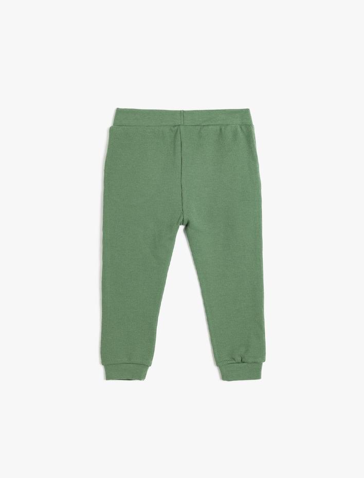 Erkek Bebek Basic Eşofman Altı Dokulu Beli Bağlamalı Pamuklu