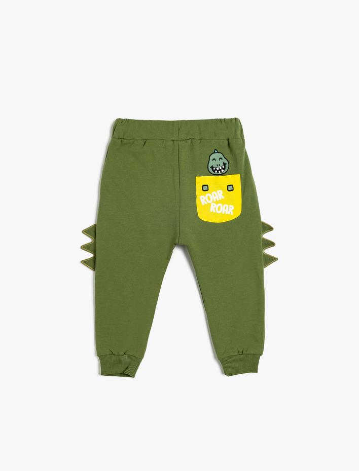 Erkek Bebek Jogger Eşofman Altı Aplike Detaylı Beli Bağlamalı Şardonlu Pamuklu