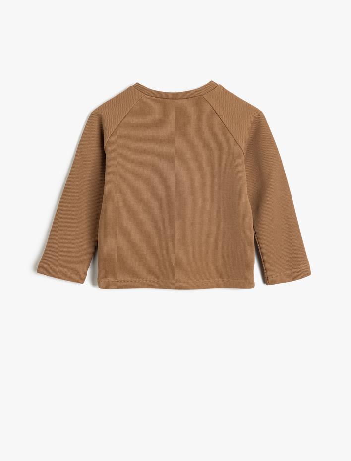 Erkek Bebek Triko Kazak Düğme Detaylı Yuvarlak Yaka Uzun Kollu