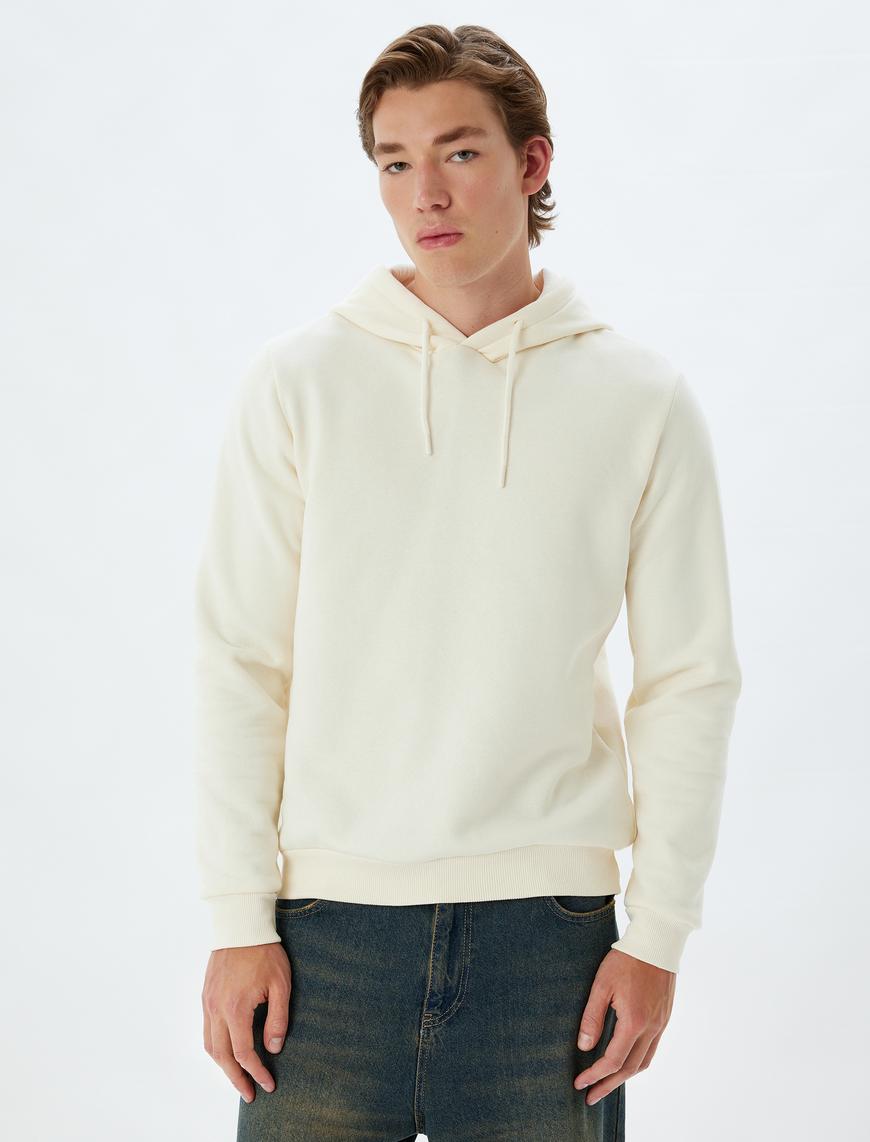   Şardonlu Pamuklu Basic Kapşonlu Sweatshirt