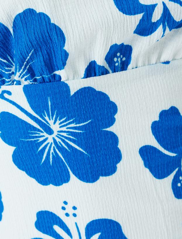Mini Çiçekli Elbise Slim Fit İp Askılı Bürümcük_5