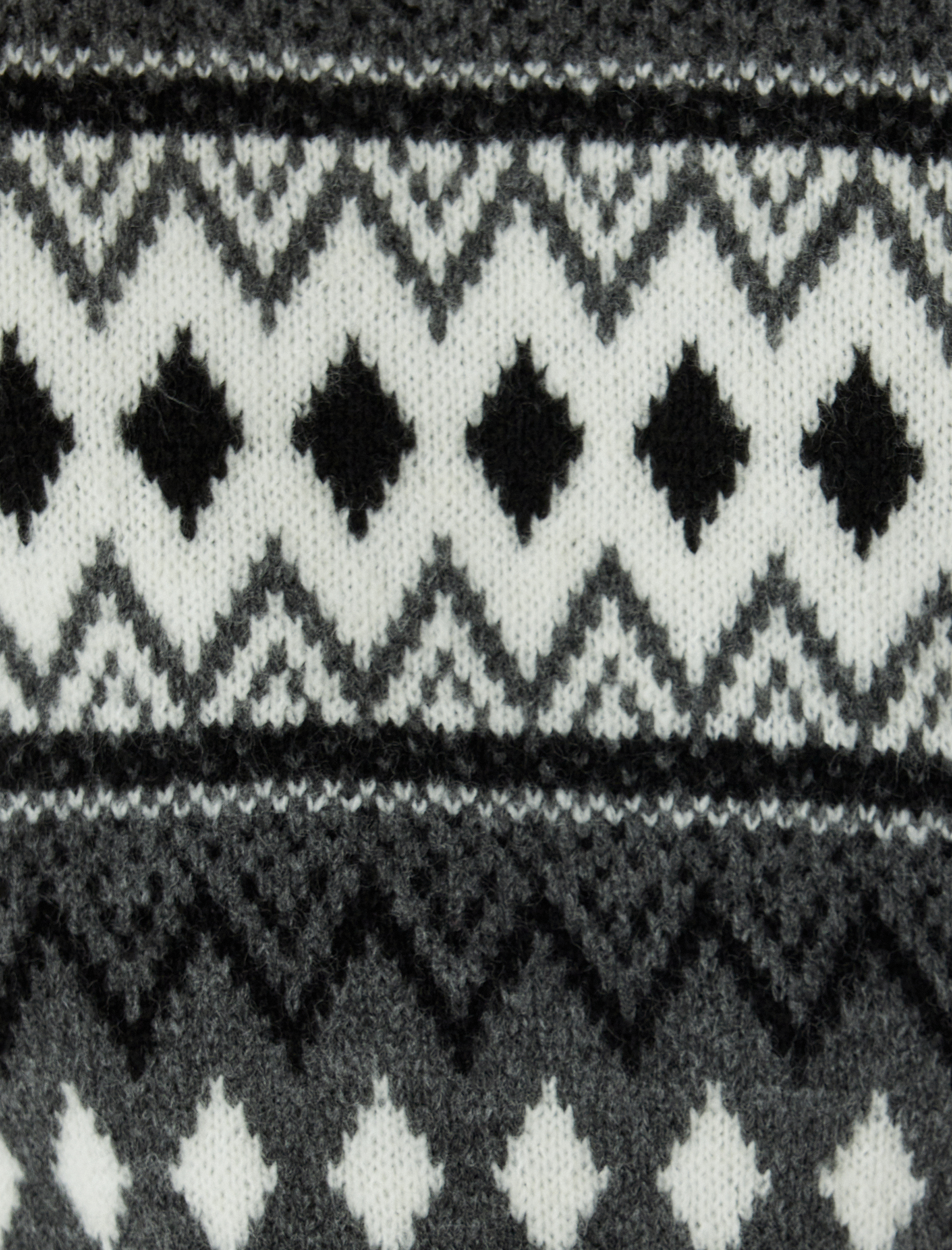   Kışlık Triko Kazak Bisiklet Yaka Desenli Uzun Kollu