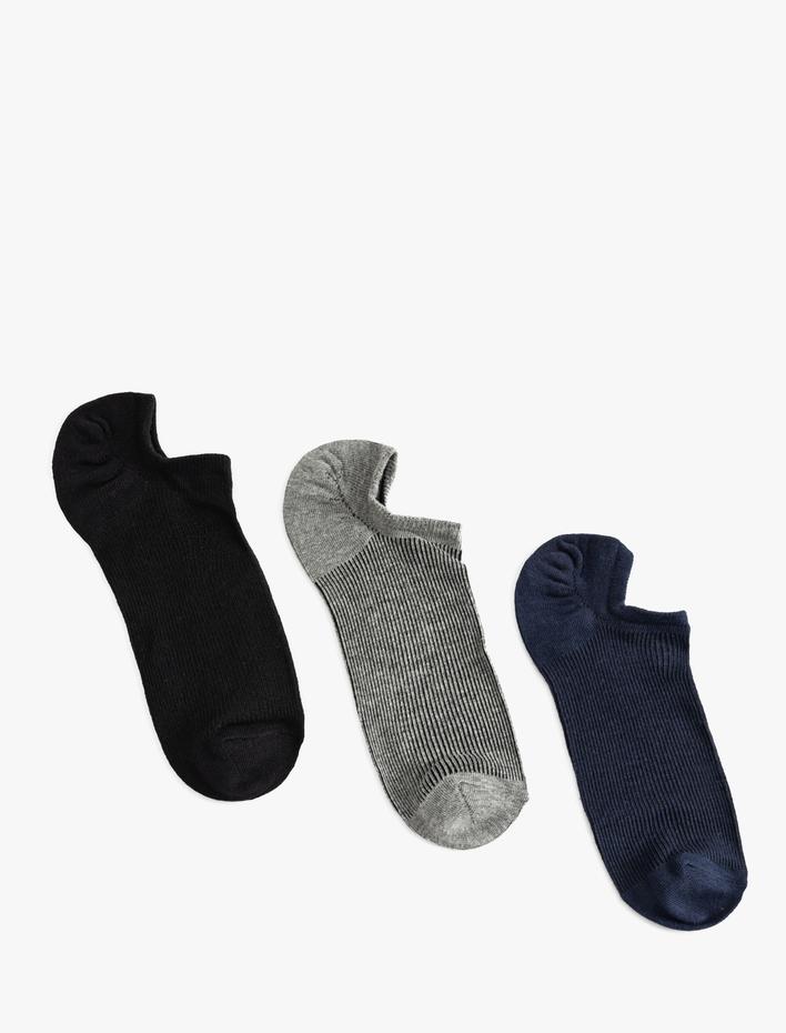 Erkek Görünmez Çorap Seti 3'lü Fitilli Pamuk Karışımlı