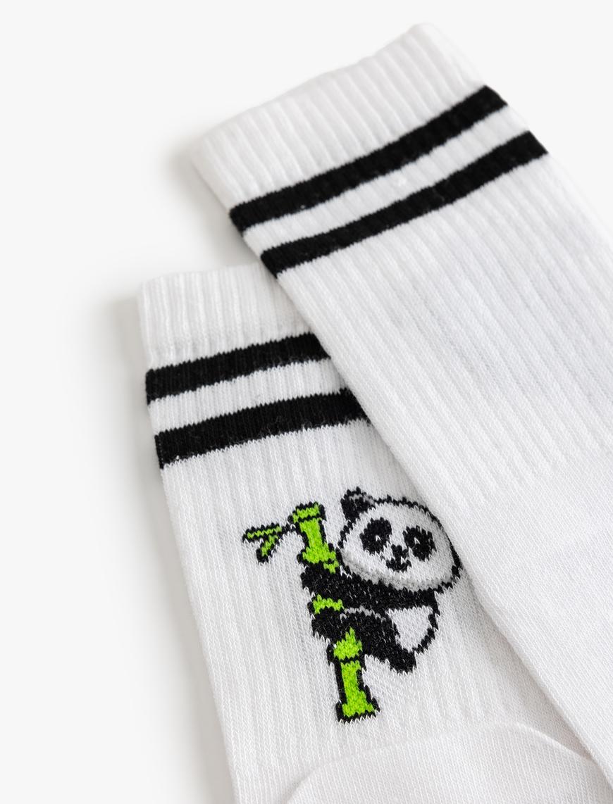  Kadın Soket Çorap Panda İşlemeli