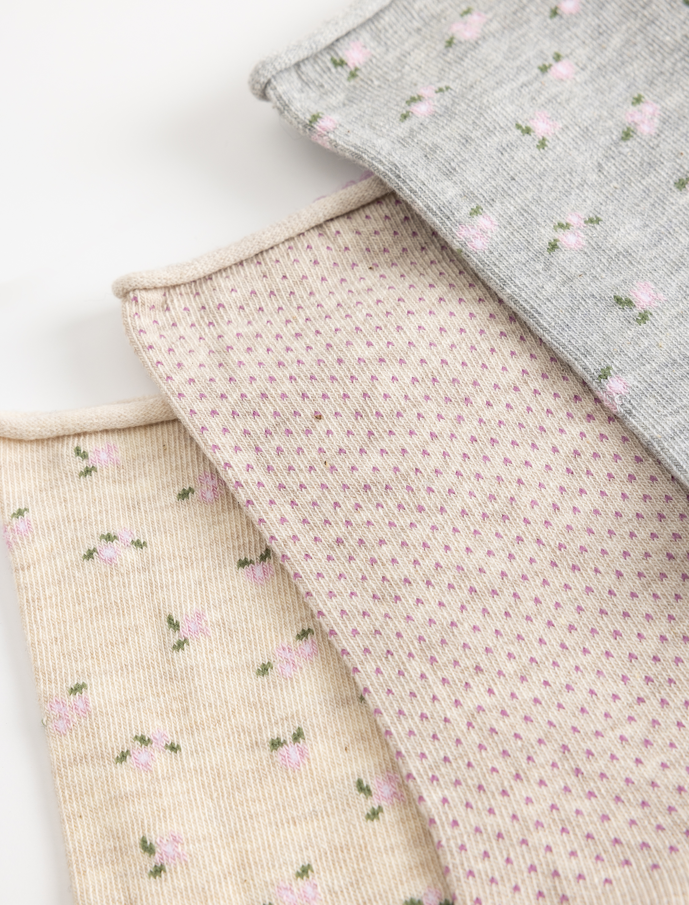  Kadın 3'lü Soket Çorap Seti Çiçek Desenli Çok Renkli