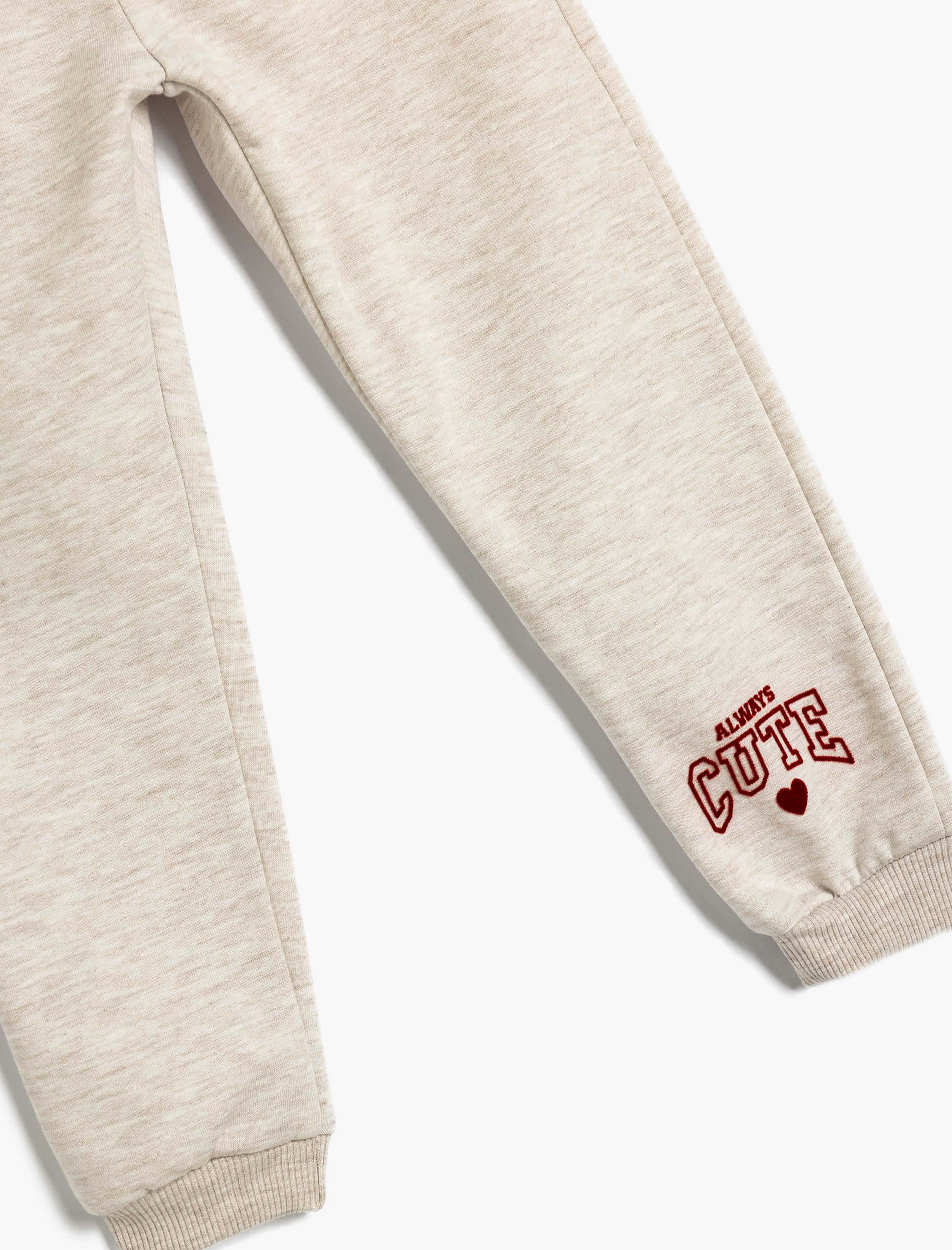  Kız Bebek Jogger Eşofman Altı Şardonlu Baskı Detaylı Beli Lastikli Şardonlu