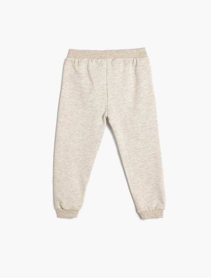 Kız Bebek Jogger Eşofman Altı Şardonlu Baskı Detaylı Beli Lastikli Şardonlu