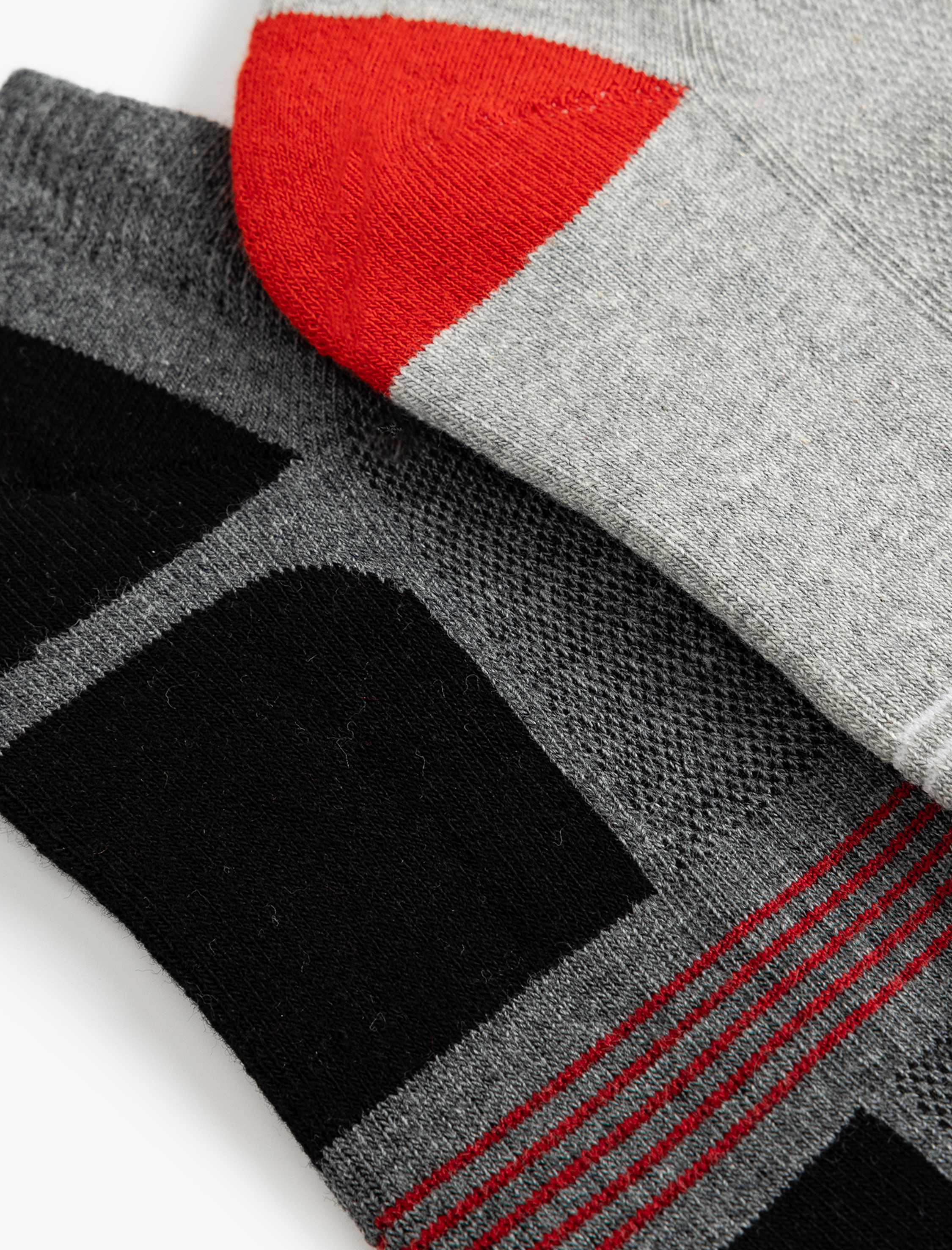  Erkek Patik Çorap Seti 2'li Renk Bloklu Havlu Kumaş Pamuk Karışımlı