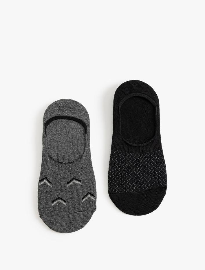 Erkek Babet Çorap Seti 2'li Geometrik Desenli Pamuk Karışımlı
