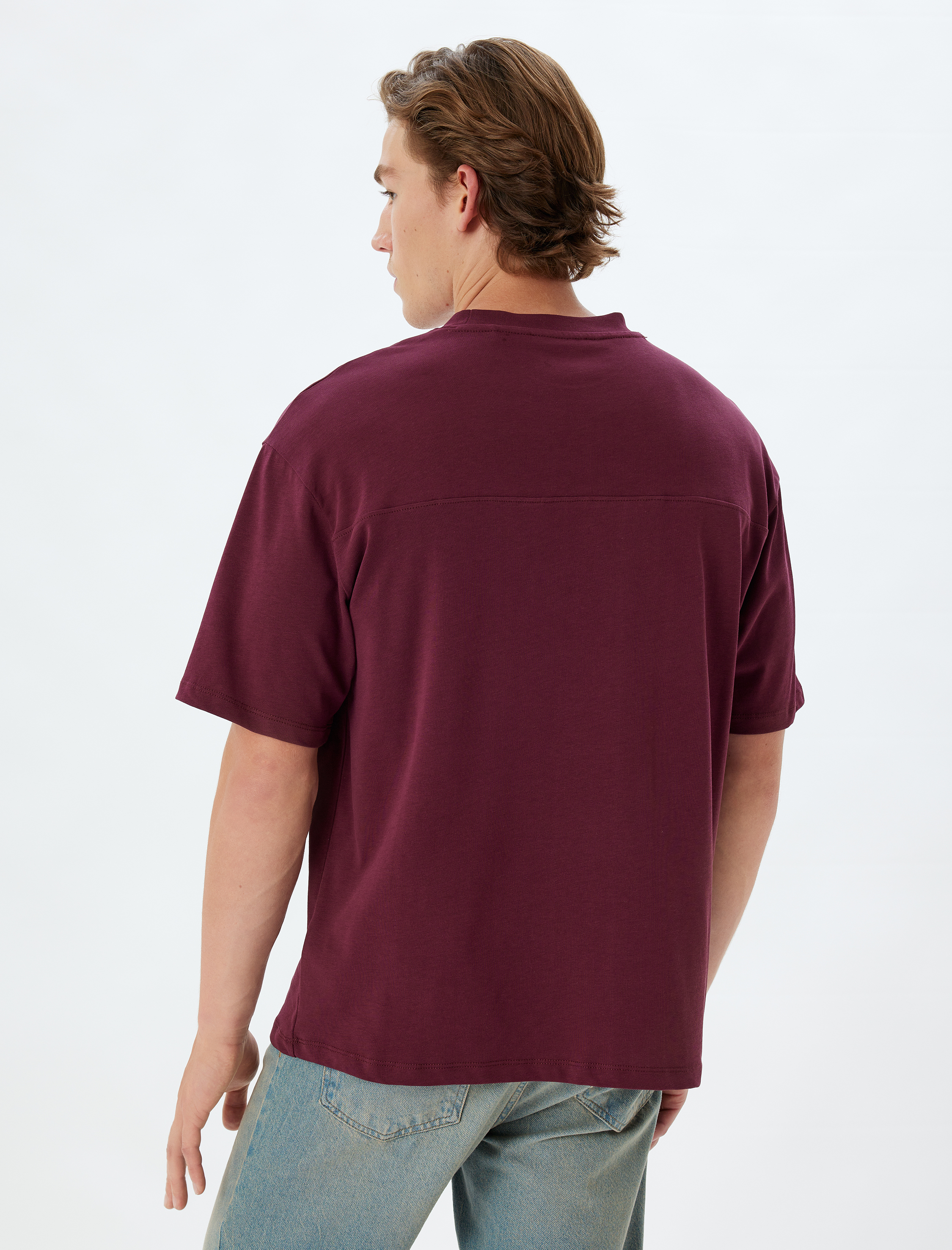   Slogan Baskılı Pamuklu Bisiklet Yaka Kısa Kollu Oversize Tişört