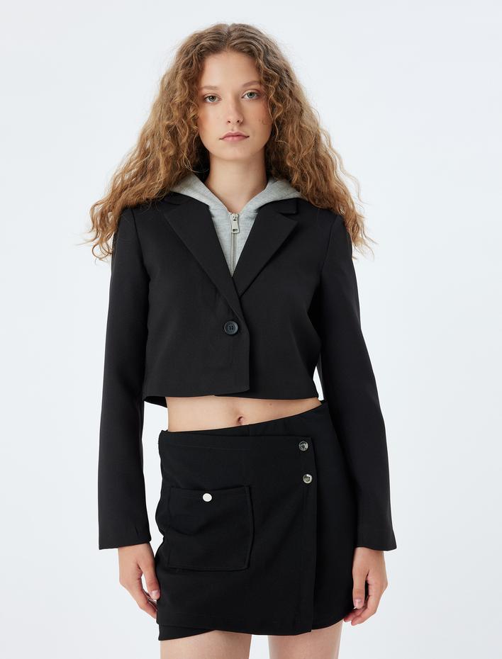  Mini Şort Etek Çıtçıt Düğme Detaylı Cepli Slim Fit