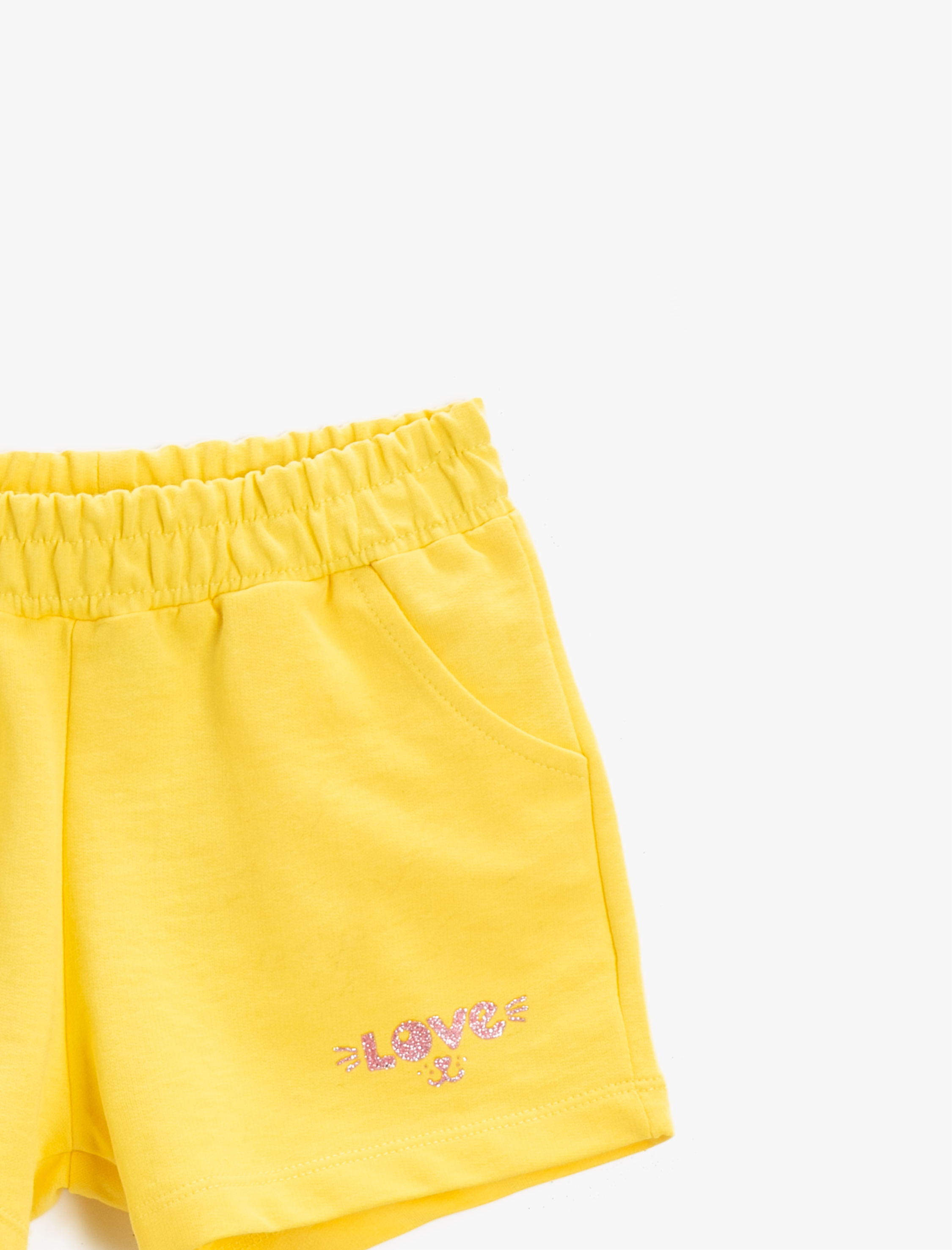  Kız Çocuk Simli Baskılı Şort Pamuklu