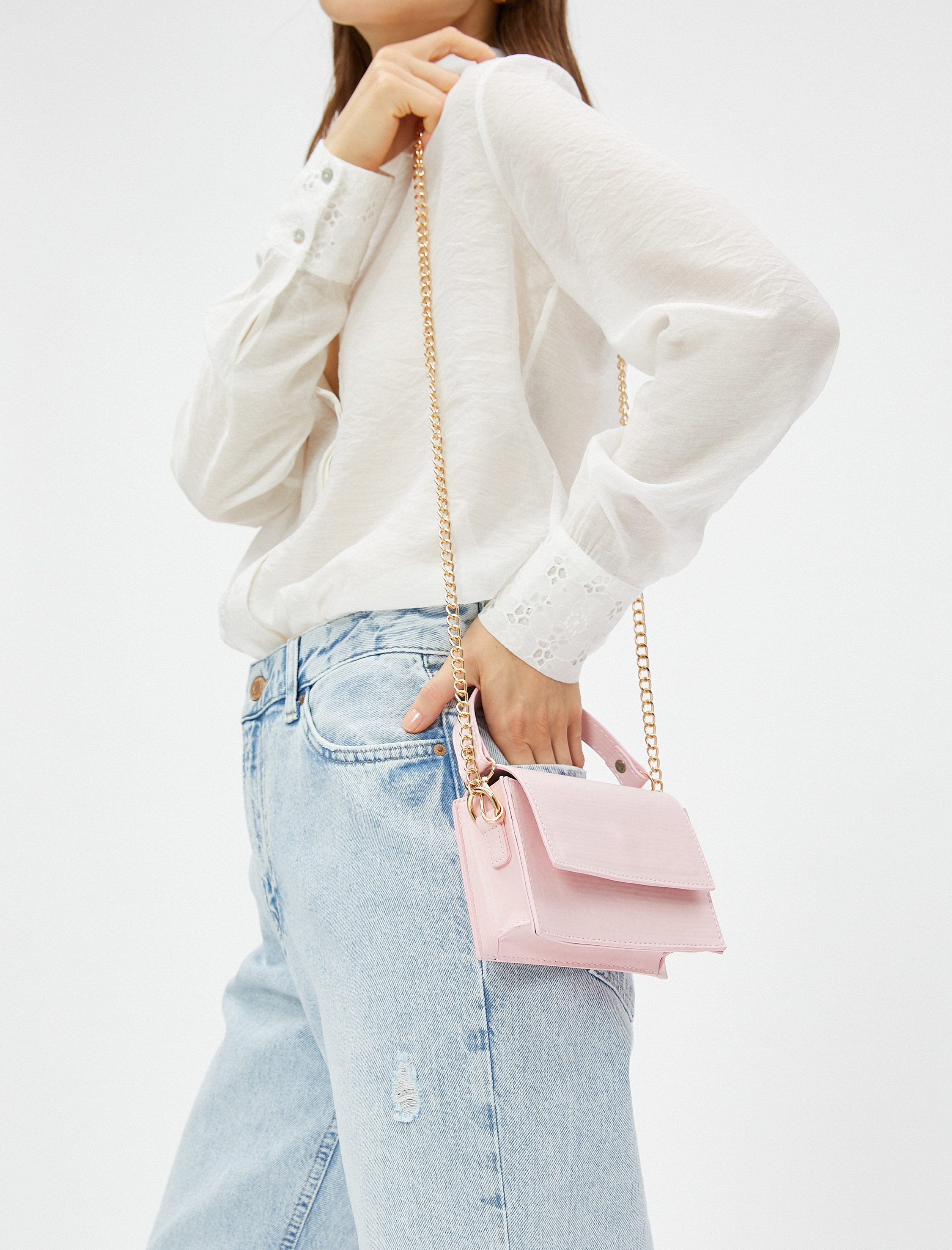  Kadın Çapraz Çanta Suni Deri Zincir Askılı Çıtçıt Kapama