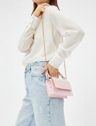 Çapraz Çanta Suni Deri Zincir Askılı Çıtçıt Kapama