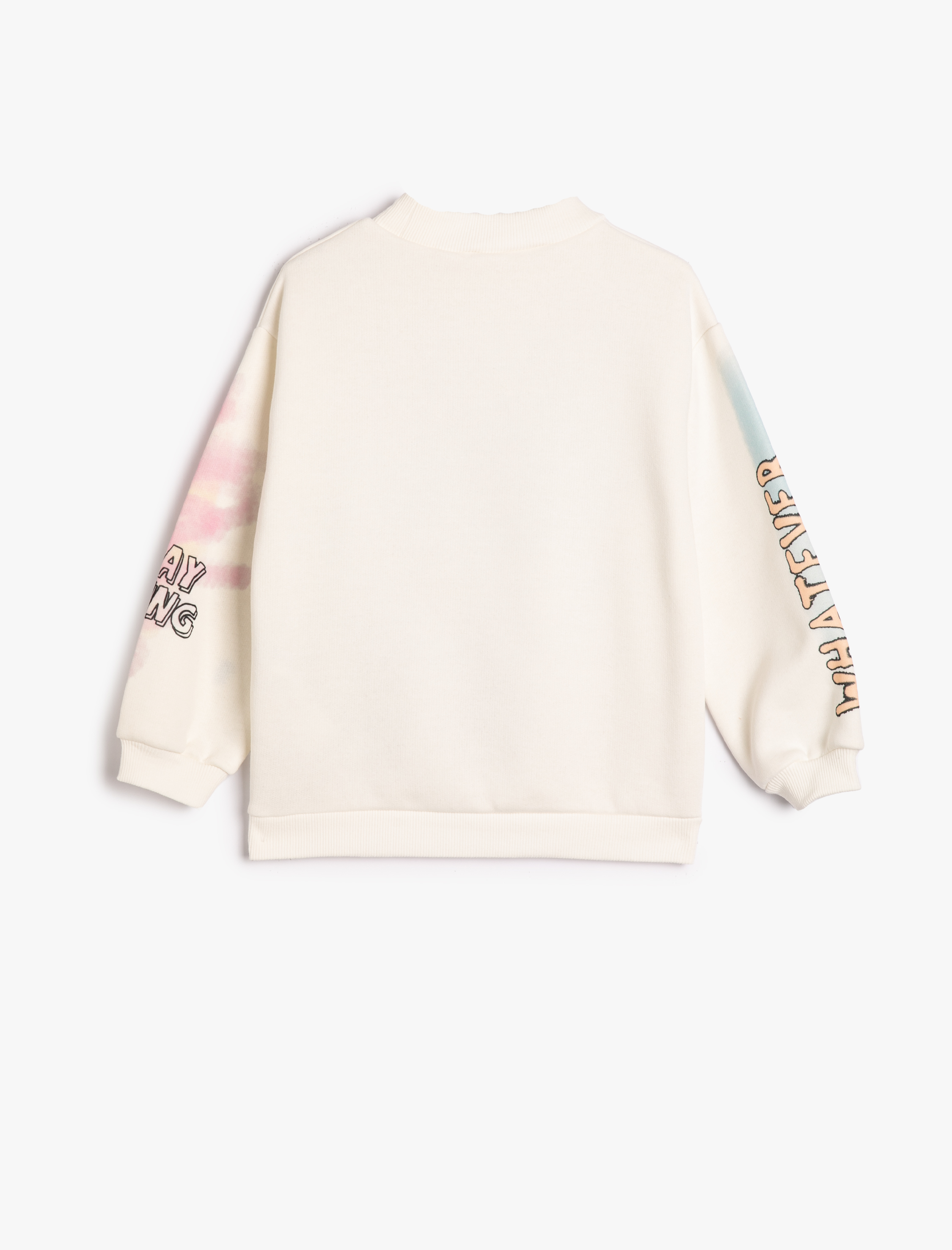  Kız Çocuk Sweatshirt Dik Yuvarlak Yaka Grafiti Baskılı Uzun Kollu Şardonlu