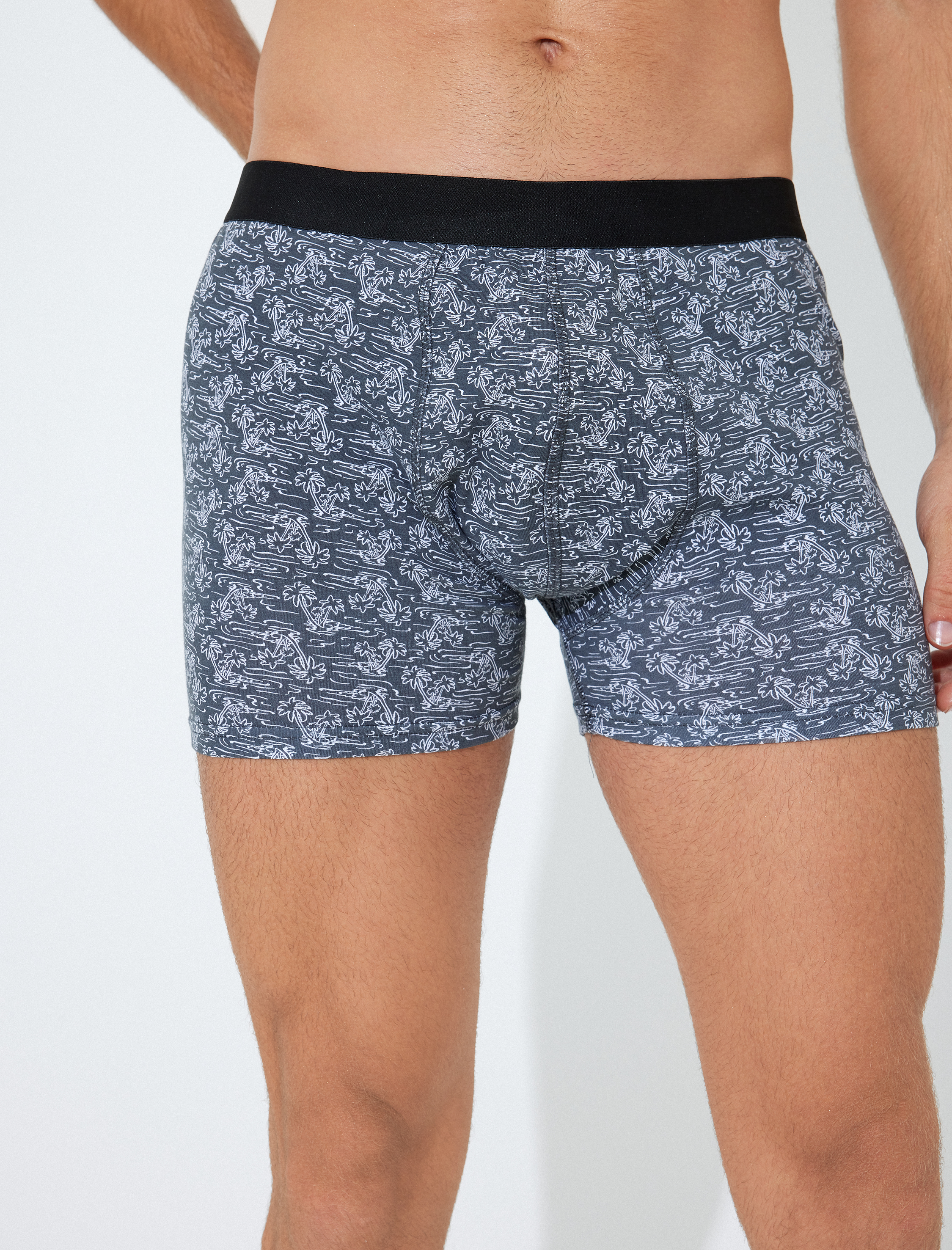 3'lü Boxer Seti Palmiye Baskılı Çok Renkli